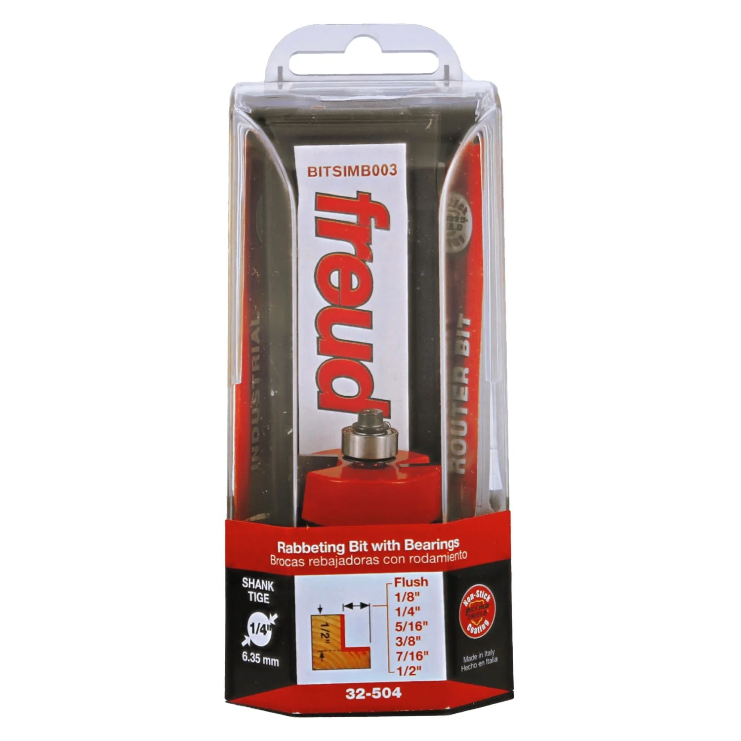 Freud 32-504 flush, 1/8″,1/4″,5/16″,3/8″,7/16″,1/2-Inch Depth Rabbeting Router Bit with Bearings