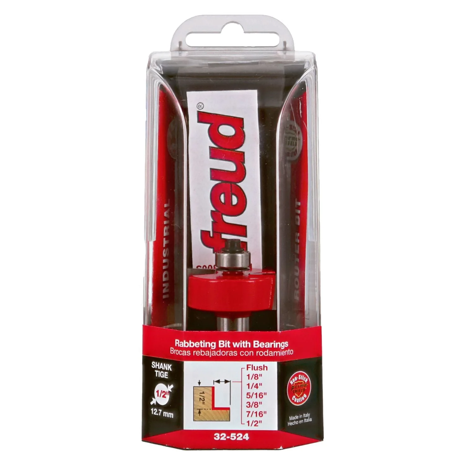 Freud 32-524 flush, 1/8″,1/4″,5/16″,3/8″,7/16″,1/2-Inch Depth Rabbeting Router Bit with Bearings
