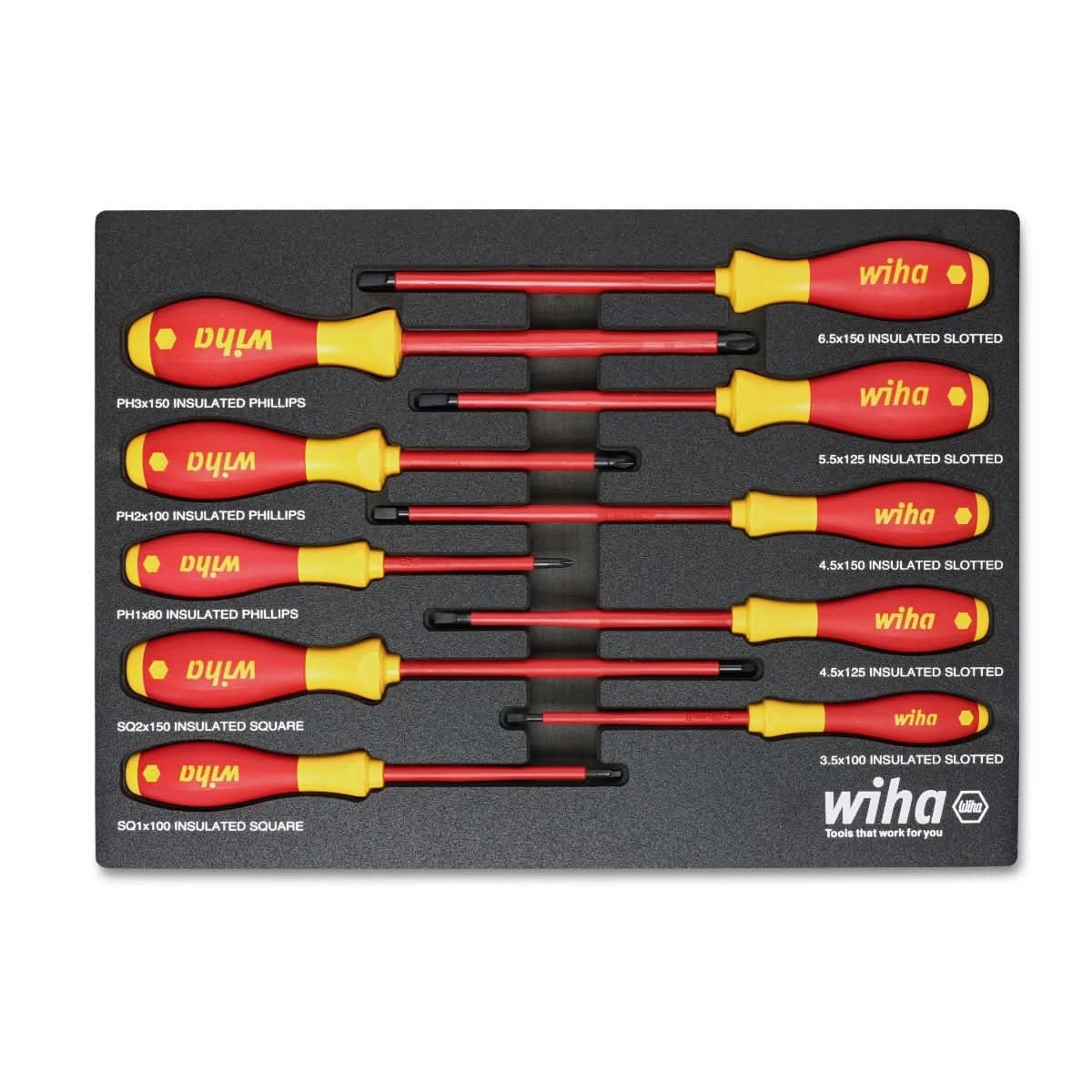 Wiha 32080 10-Piece SoftFinish Insulated Cushion Grip Screwdriver Set - Image 1