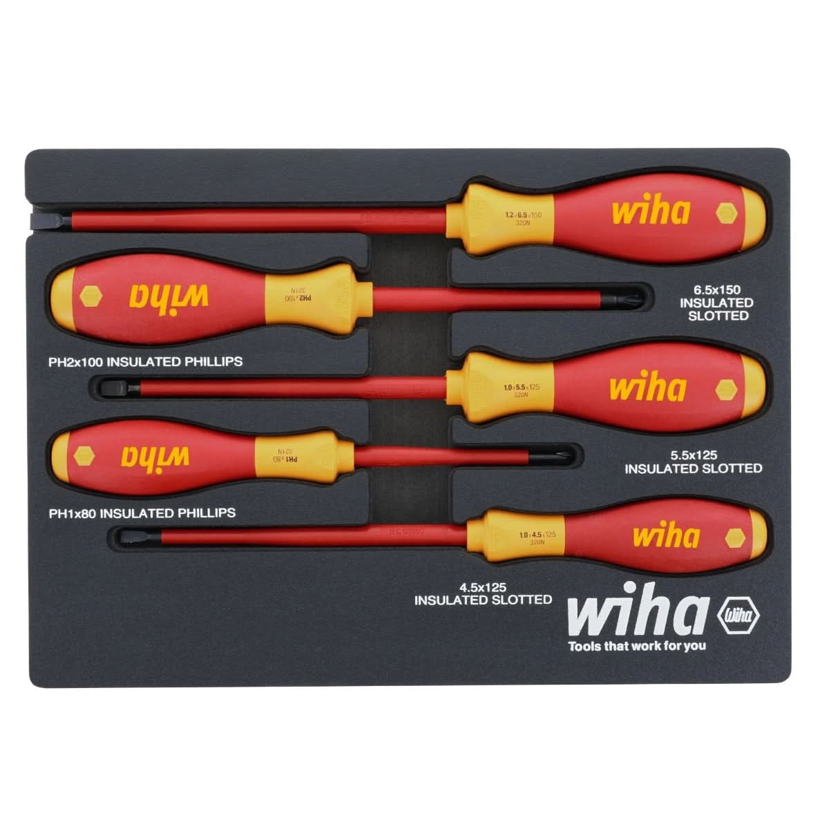 Wiha 32081 5-Piece SoftFinish Insulated Cushion Grip Screwdriver Set - Image 1
