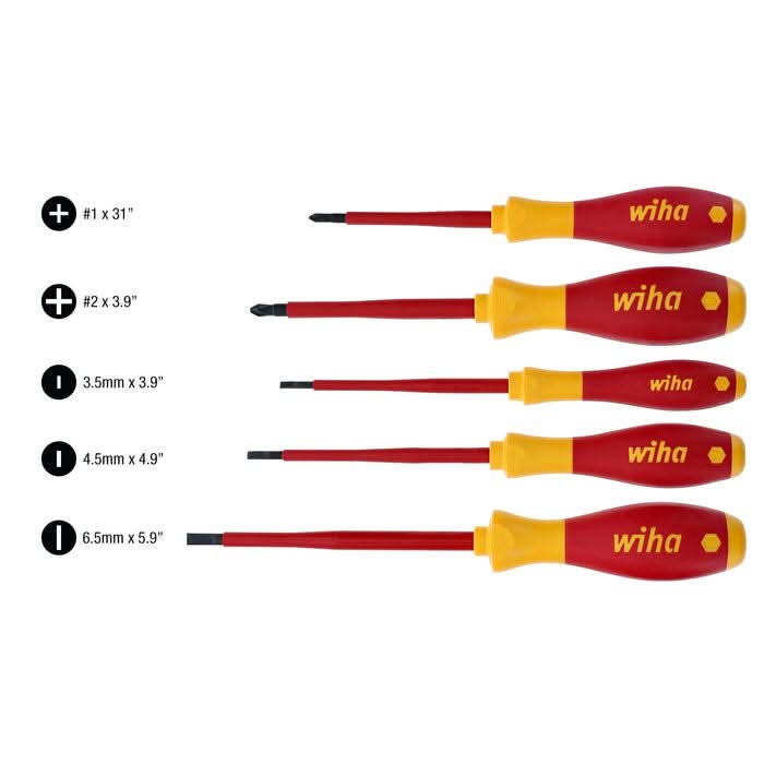 Wiha 32084 5-Piece Insulated SoftFinish Screwdriver Set - Image 2