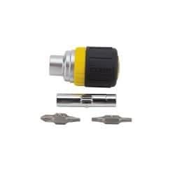 Klein Tools 32594 Multi-Bit Ratcheting Screwdriver, 6-in-1, Stubby, Ph, Sl, Sq, Nut Bits - Image 2