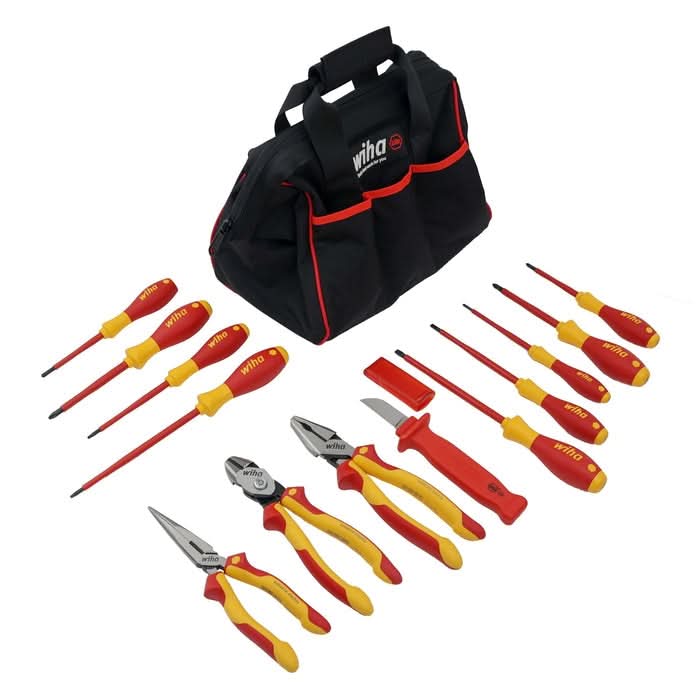 Wiha 32878 14-Piece Master Electrician's Insulated Tool Set In Canvas Tool Bag - Image 1