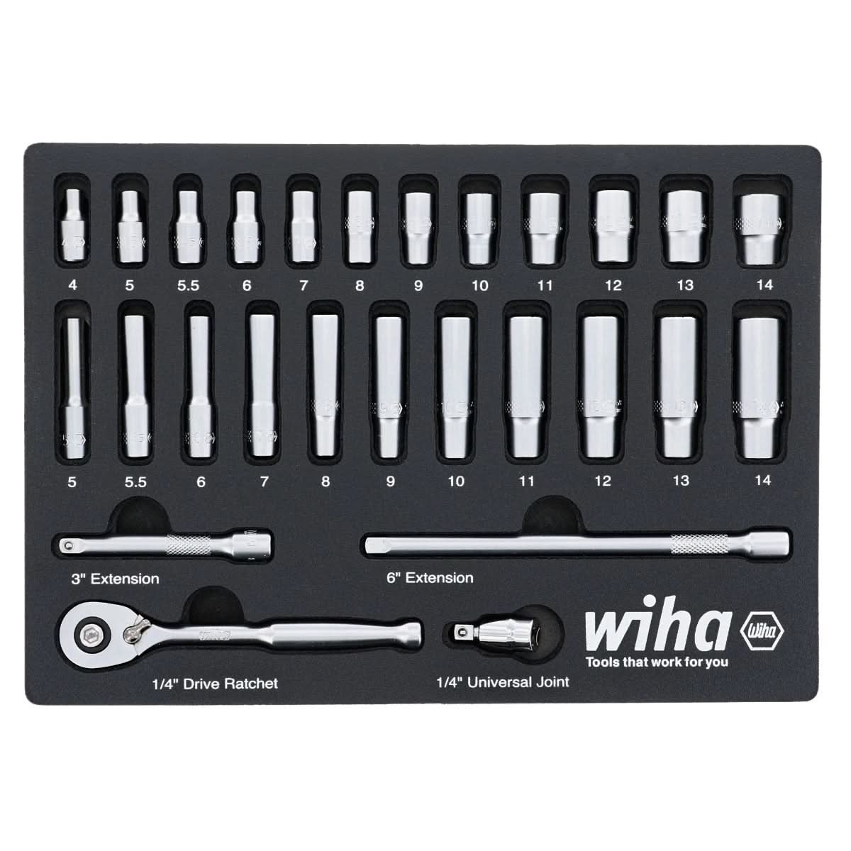 Wiha 33395 27-Piece 1/4" Drive Metric Professional Socket Set - Image 1