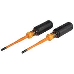 Klein Tools 33732INS Screwdriver Set, Slim-Tip Insulated Phillips and Cabinet Tips, 2-Piece - Image 1