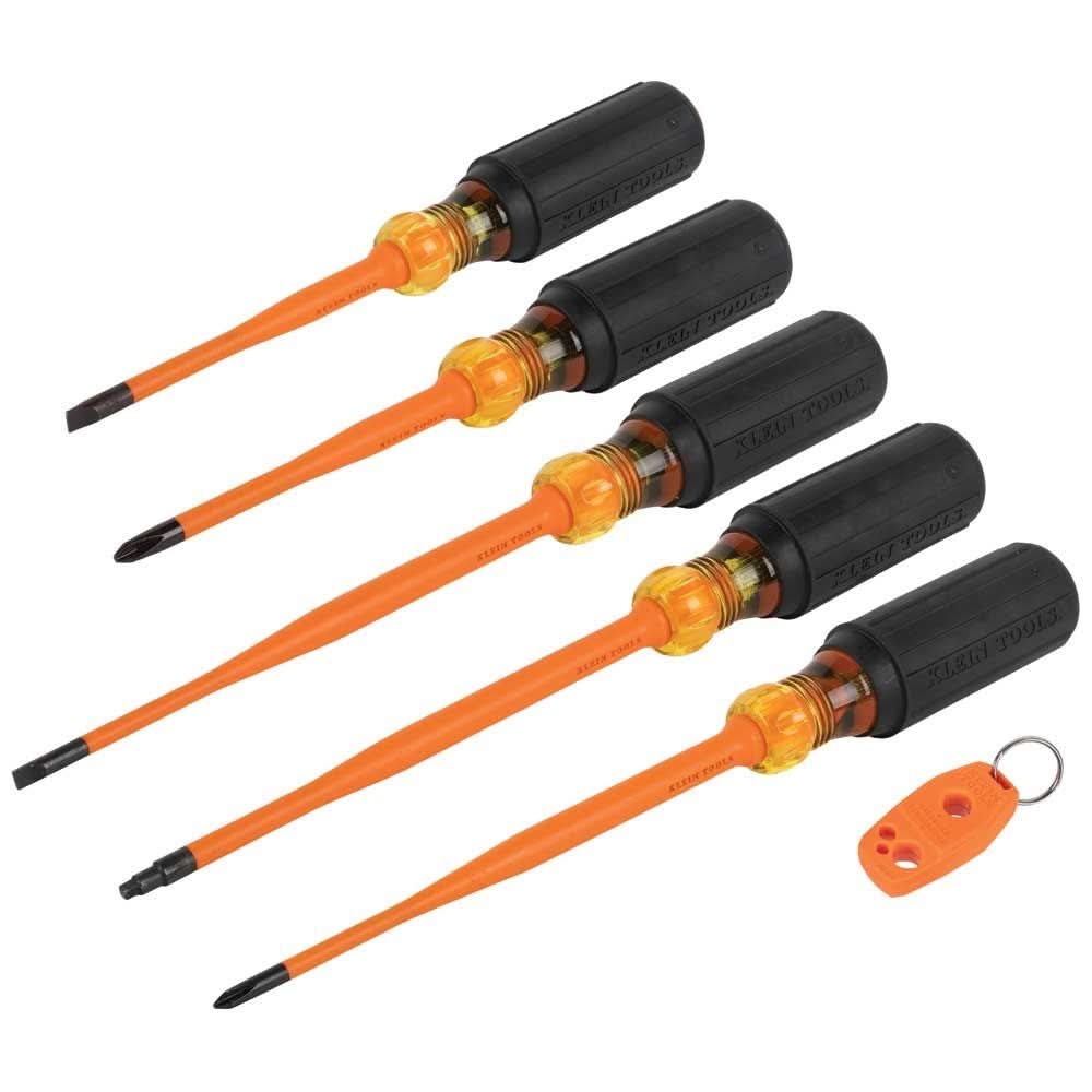 Klein Tools 33736INS Screwdriver Set, 1000V Slim-Tip Insulated and Magnetizer, 6-Piece - Image 1