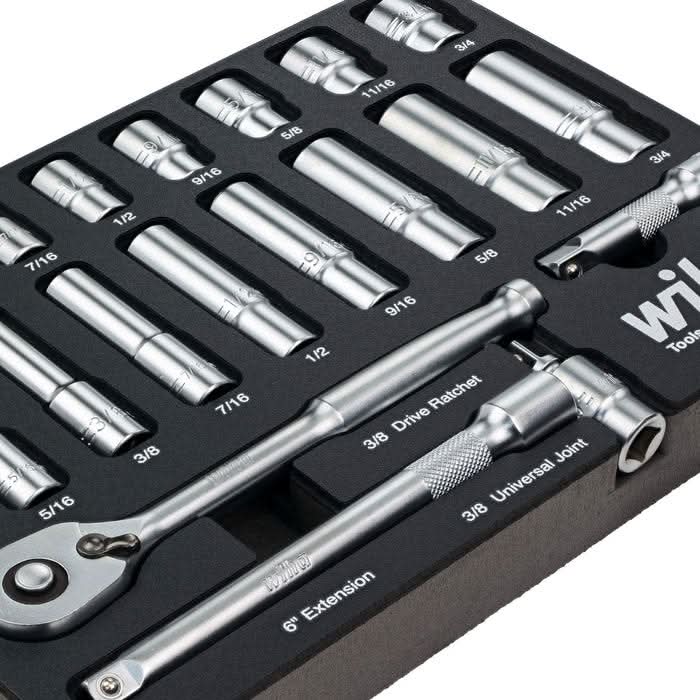 Wiha 33795 24-Piece 3/8 in. Drive Professional Standard And Deep Socket Tray Set, Metric - Image 3