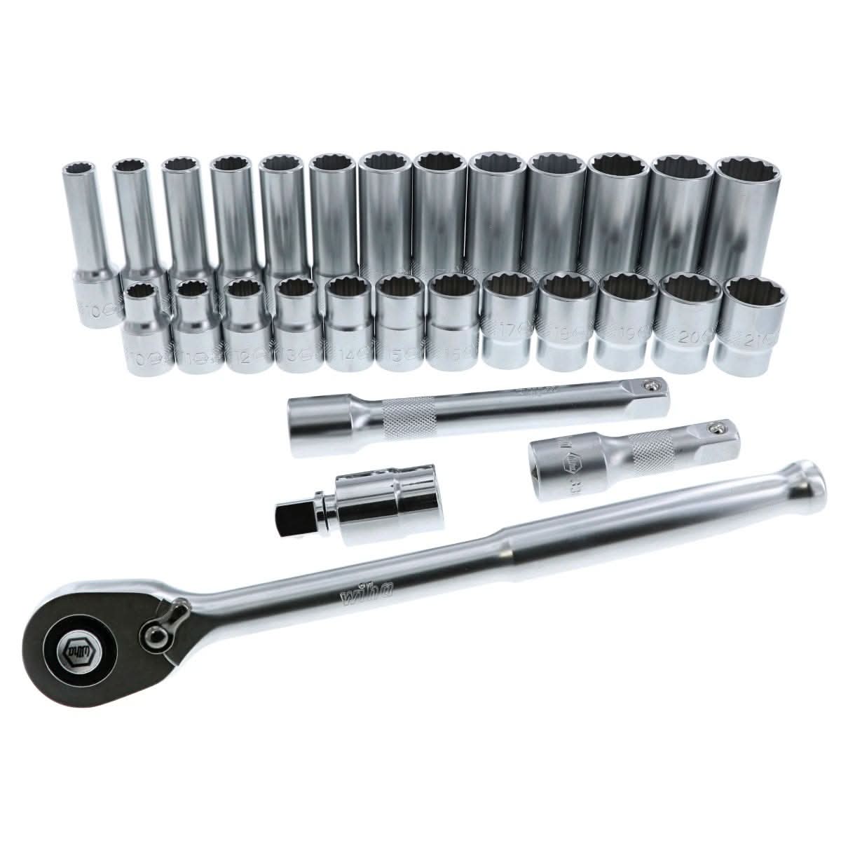 Wiha 33895 29-Piece 1/2" Drive Metric Professional Standard & Deep Socket Set - Image 2