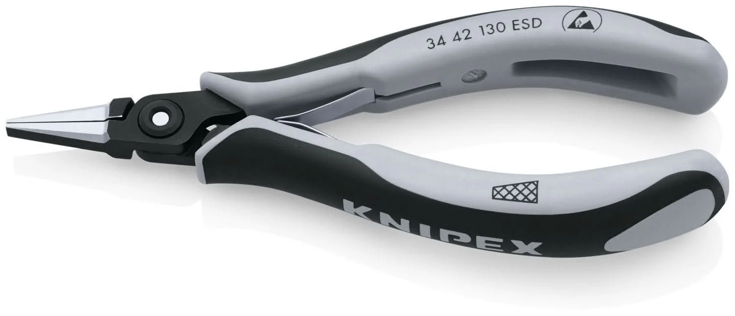Knipex 34 42 130 ESD Electronics Pliers-Flat Wide Tips, ESD Handles - Image 2