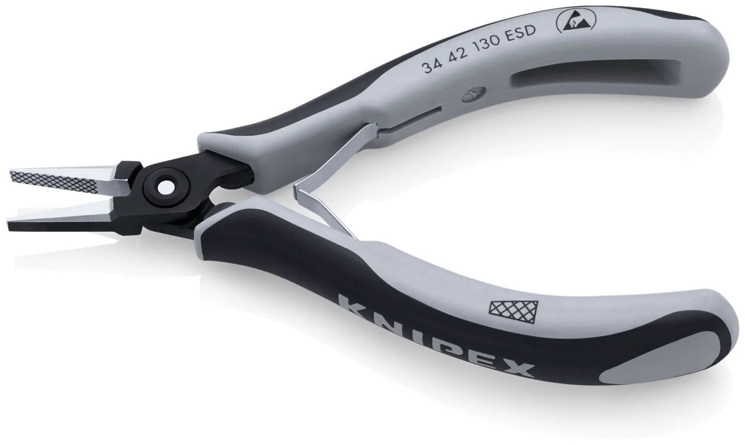 Knipex 34 42 130 ESD Electronics Pliers-Flat Wide Tips, ESD Handles - Image 3