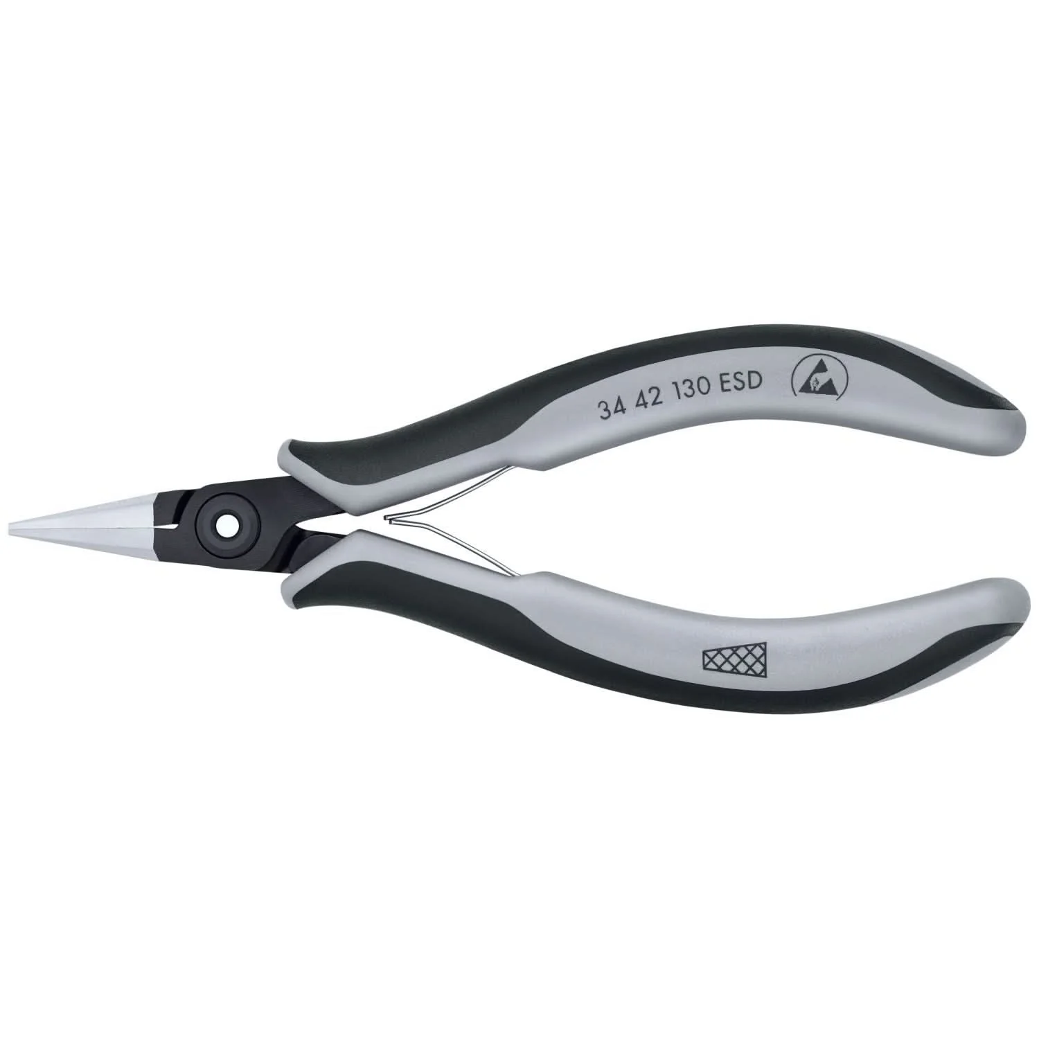 Knipex 34 42 130 ESD Electronics Pliers-Flat Wide Tips, ESD Handles - Image 1