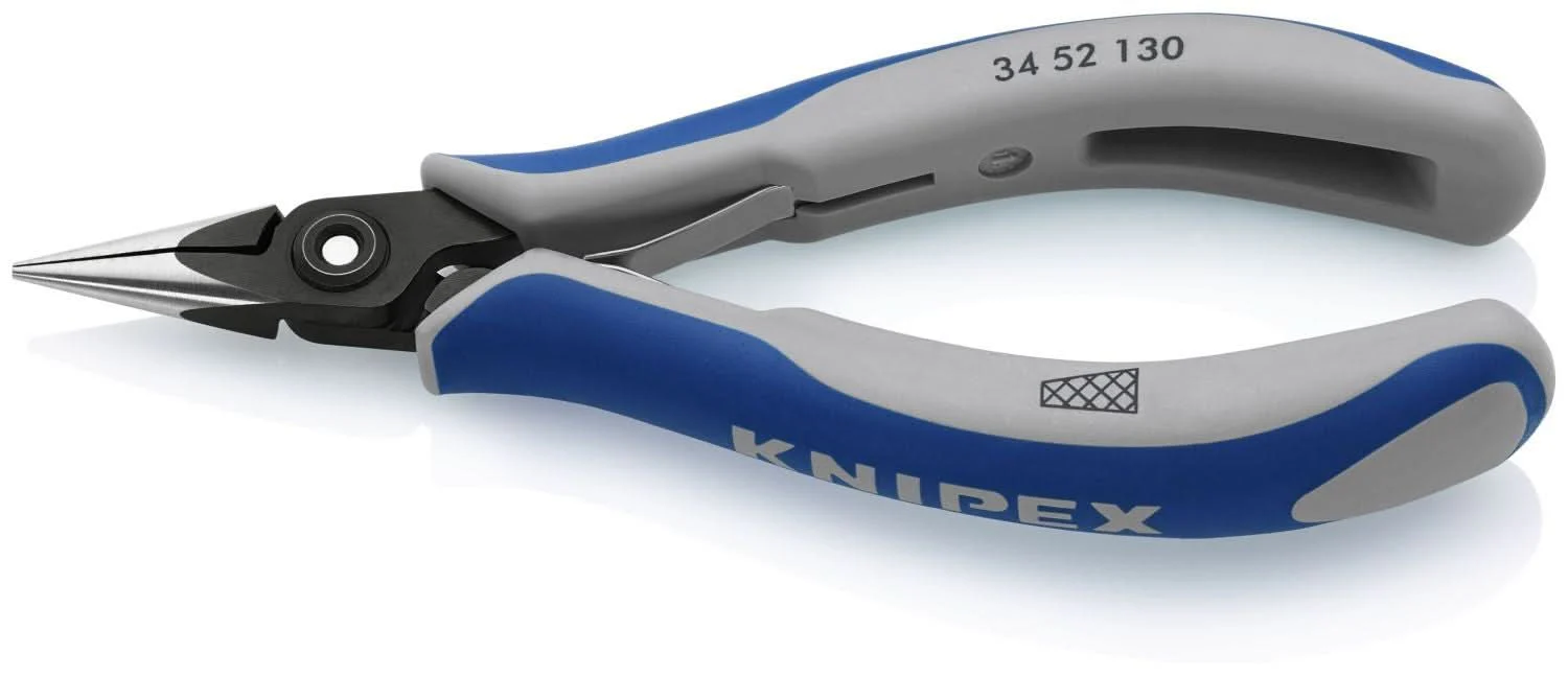 Knipex 34 52 130 Electronics Pliers-Half Round Tips, Cross-Hatched - Image 2
