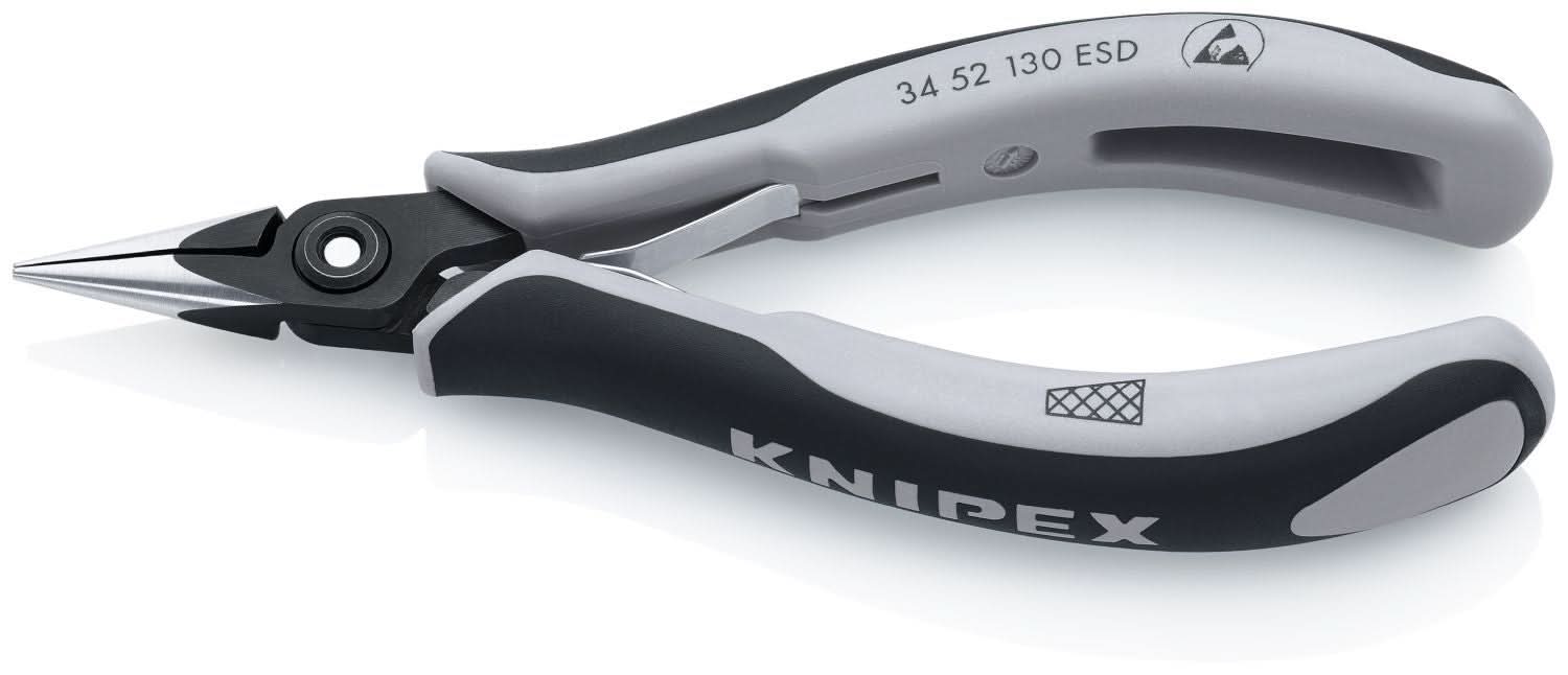 Knipex 34 52 130 ESD Electronics Pliers-Half Round Tips, Cross-Hatched, ESD Handles - Image 2
