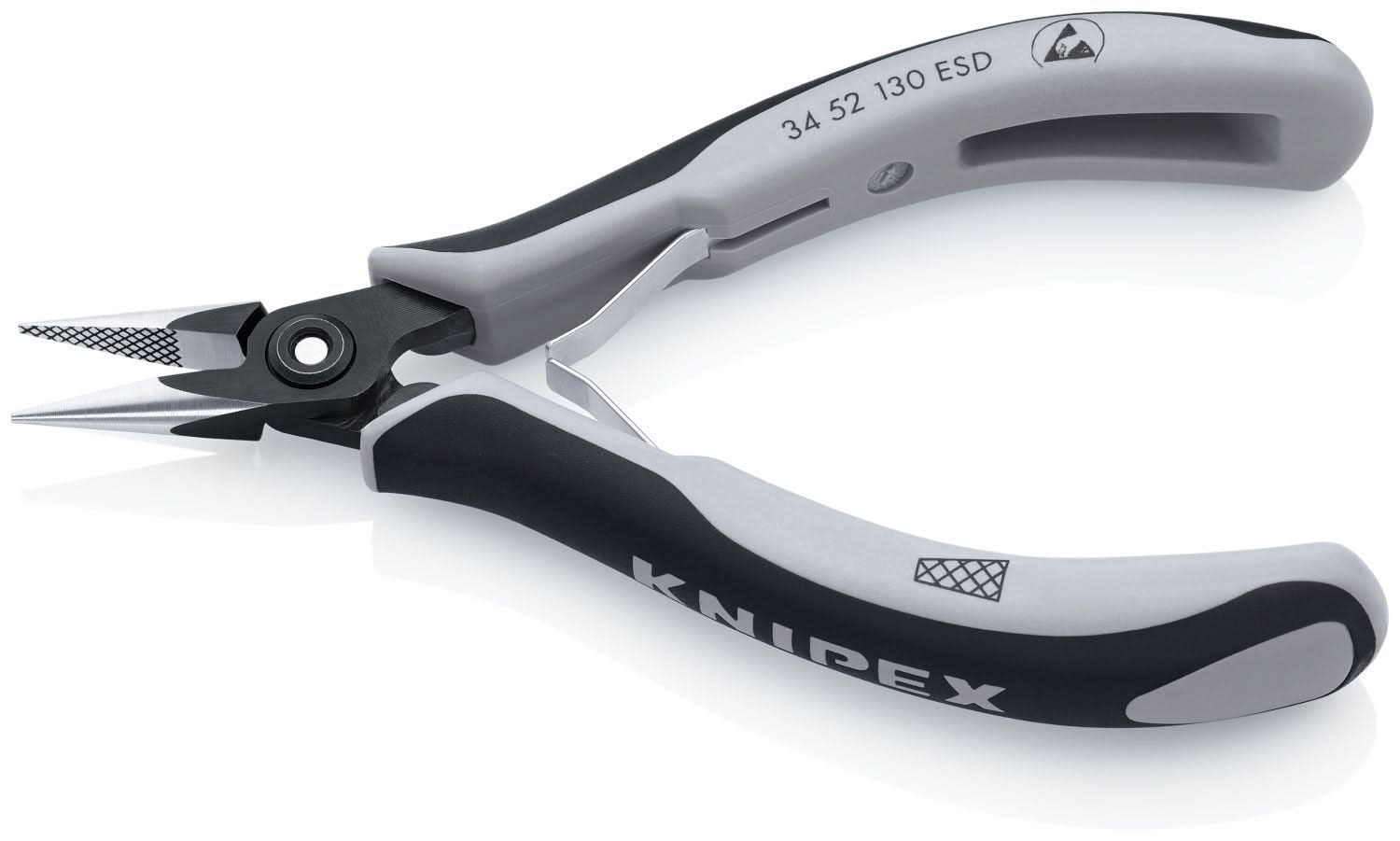 Knipex 34 52 130 ESD Electronics Pliers-Half Round Tips, Cross-Hatched, ESD Handles - Image 3
