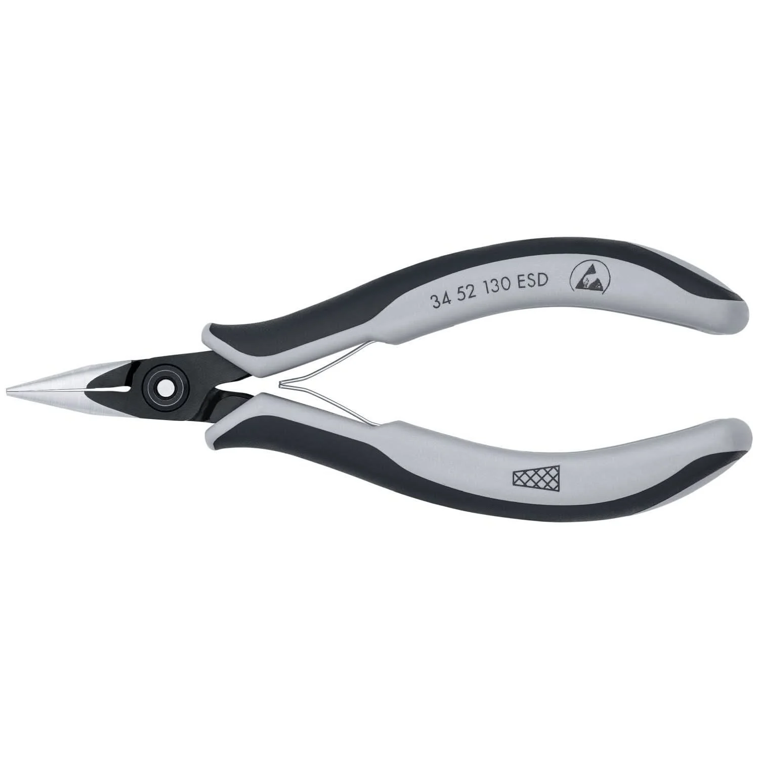 Knipex 34 52 130 ESD Electronics Pliers-Half Round Tips, Cross-Hatched, ESD Handles - Image 1