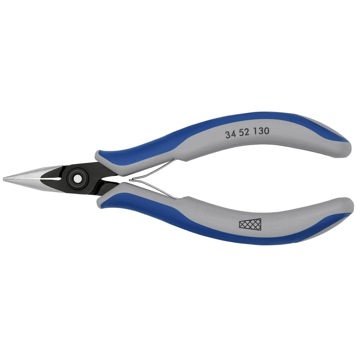 Knipex 34 52 130 Electronics Pliers-Half Round Tips, Cross-Hatched - Image 1