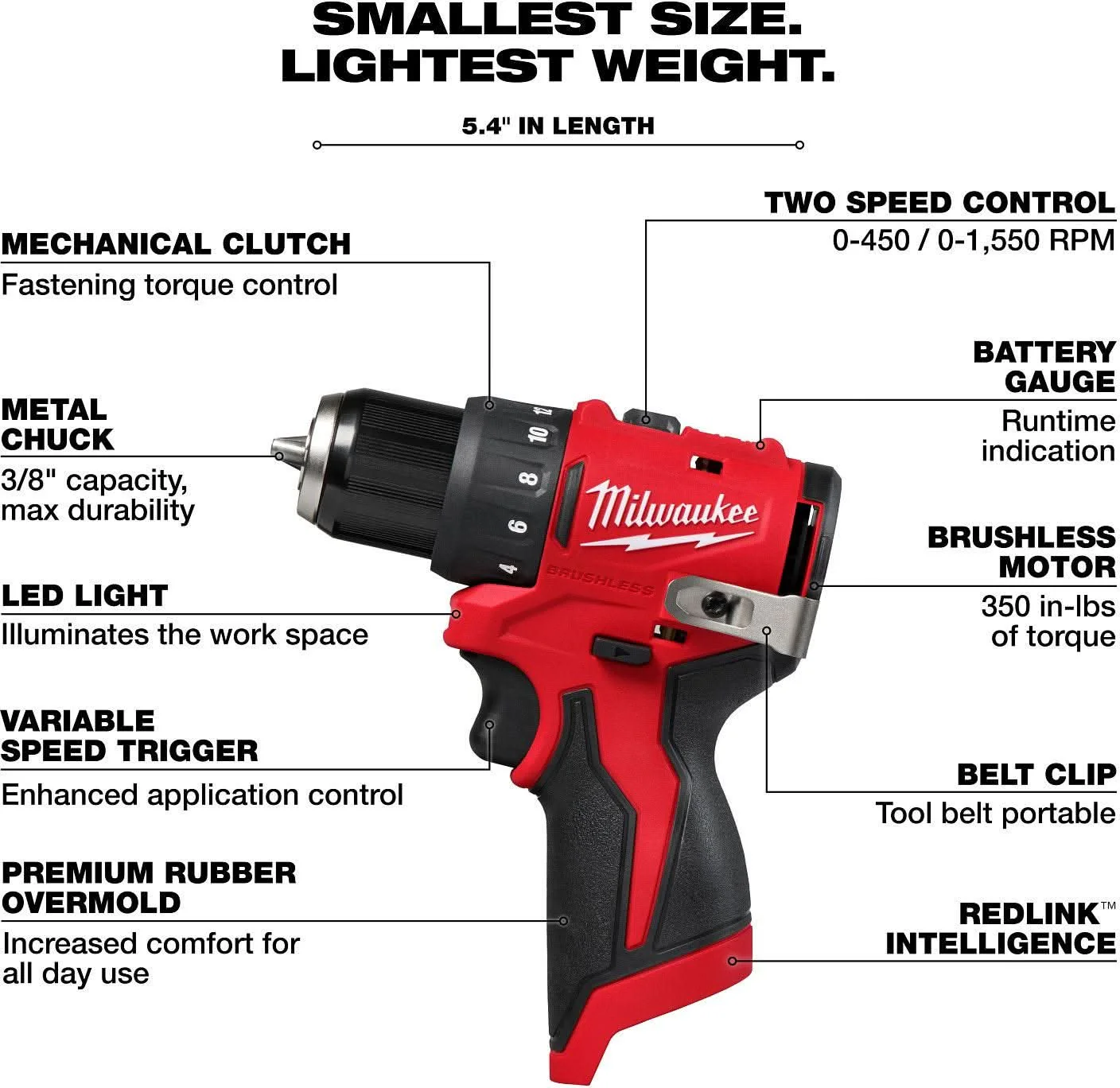 Milwaukee 3401-20 M12 Subcompact Brushless 3/8" Drill/Driver, Tool Only - Image 3