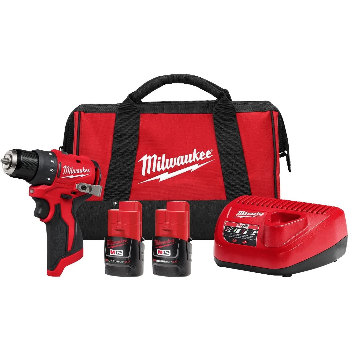 Milwaukee 3401-22 M12 Subcompact Brushless 3/8″ Drill/Driver 2.0Ah Kit