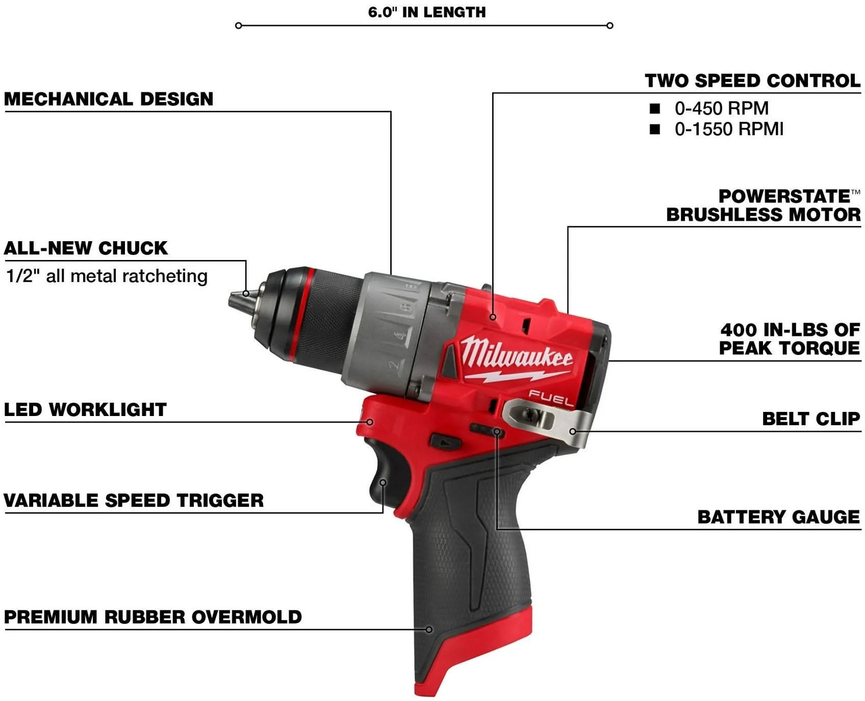 Milwaukee 3403-20 M12 FUEL 1/2-in. Drill/Driver, Tool Only - Image 3