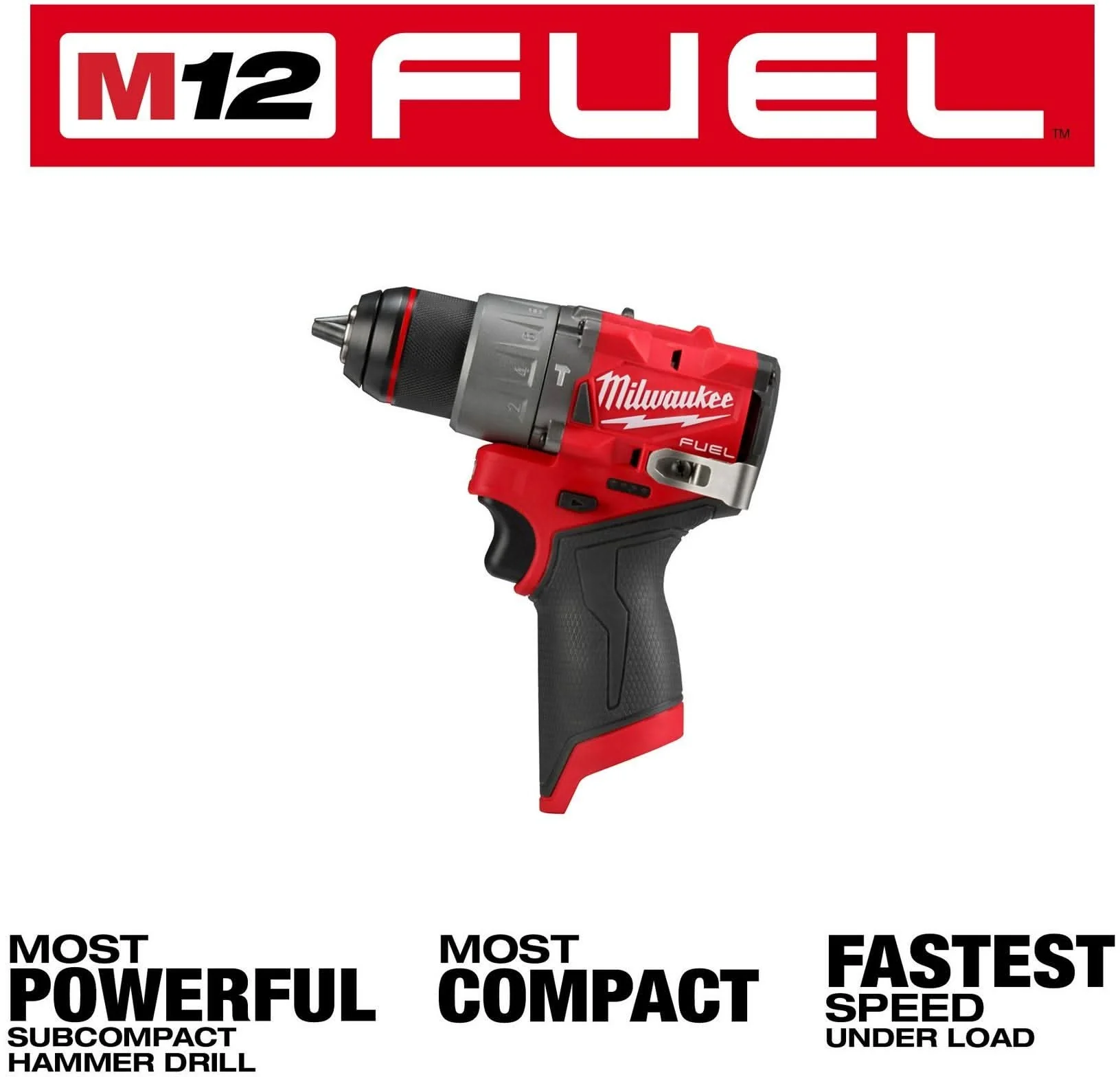 Milwaukee 3404-20 M12 FUEL 1/2-in. Hammer Drill/Driver, Tool Only - Image 2