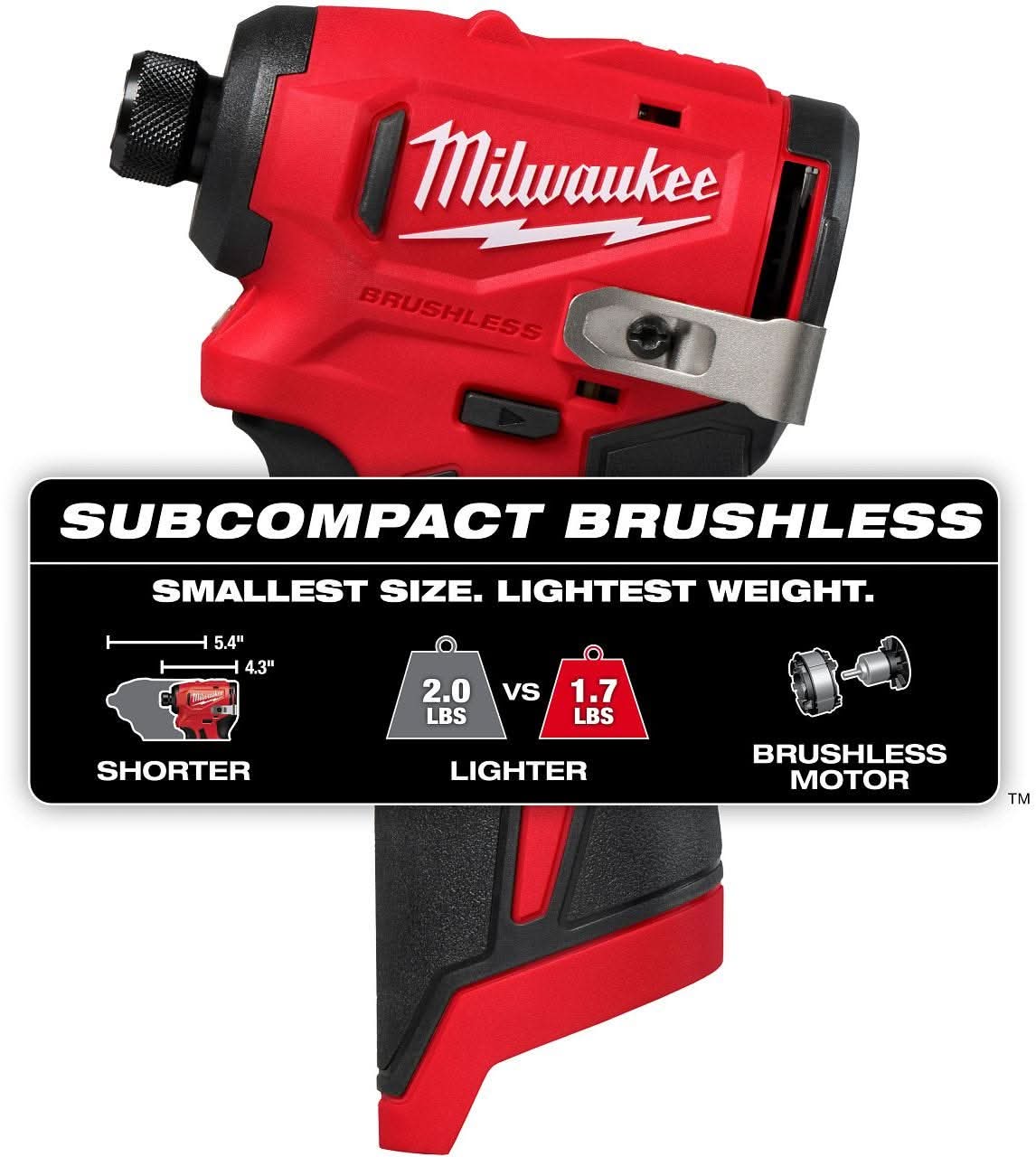 Milwaukee 3450-20 M12 Subcompact Brushless 1/4" Hex Impact Driver, Tool Only - Image 2