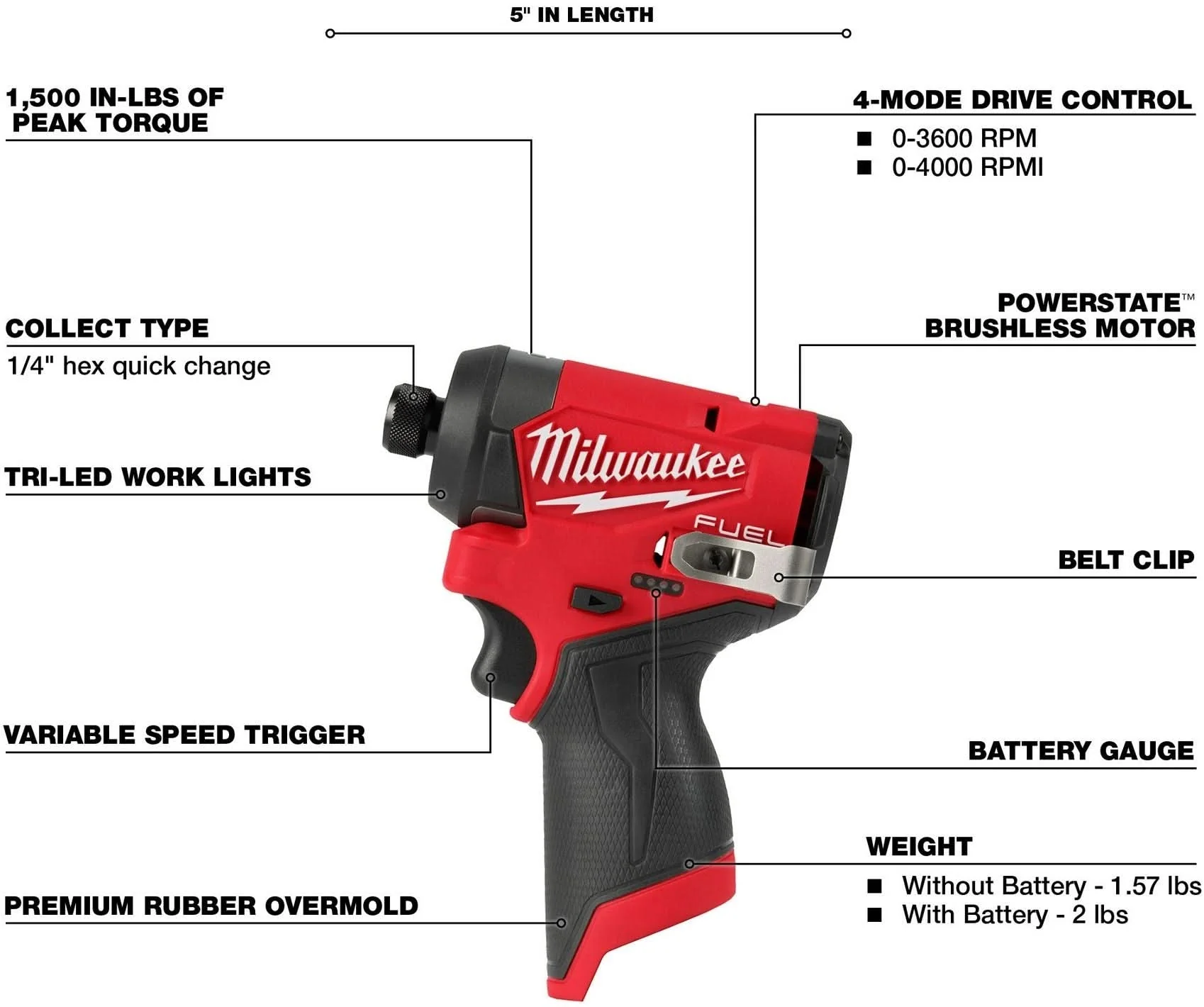 Milwaukee PROMO 3453-20 M12 FUEL 1/4-in. Hex Impact Driver, Tool Only (PROMO) - Image 3