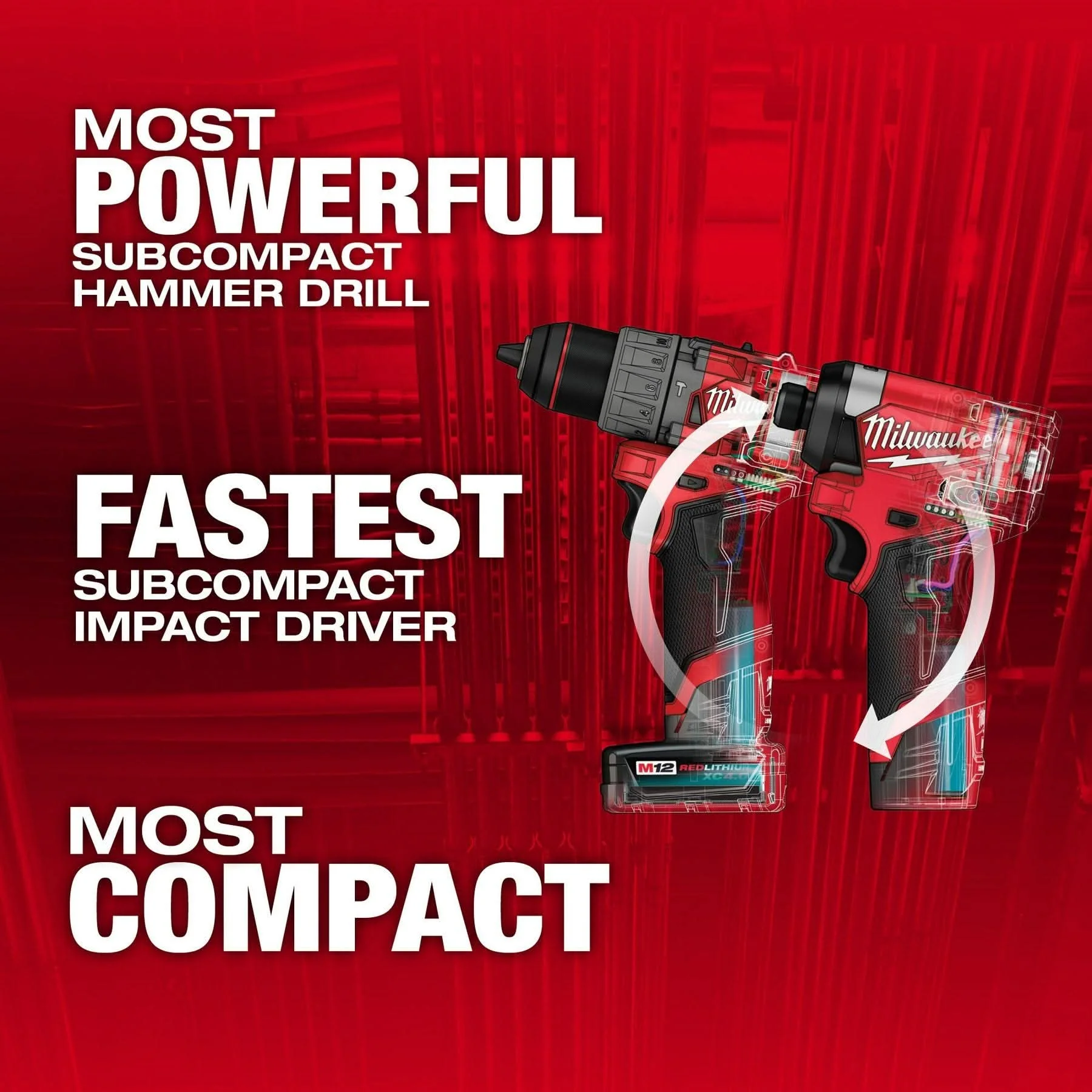 Milwaukee 3497-22 M12 FUEL 1/2-in. Drill Driver and 1/4-in. Hex Impact Driver Combo Kit - Image 2