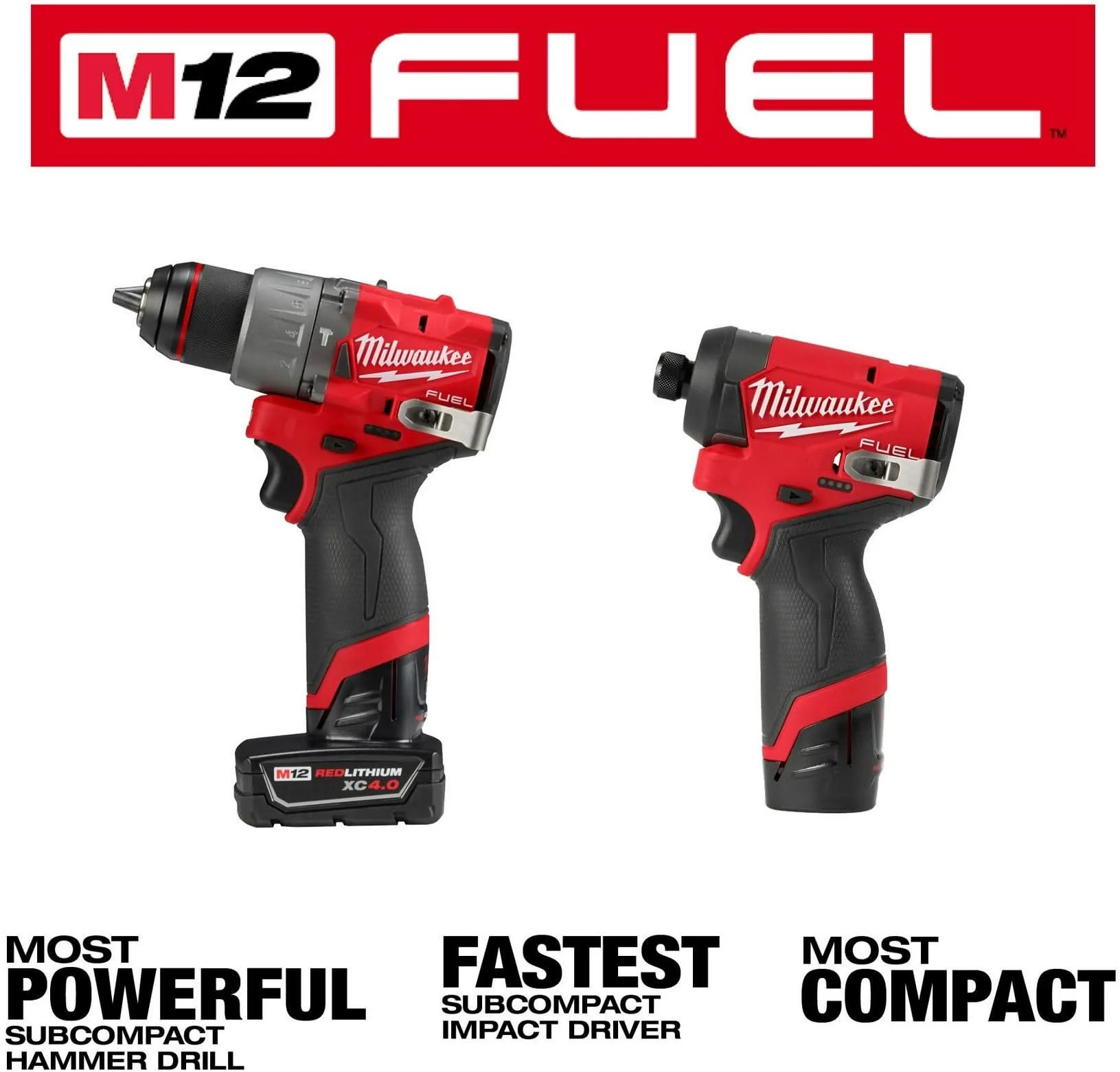 Milwaukee 3497-22 M12 FUEL 1/2-in. Drill Driver and 1/4-in. Hex Impact Driver Combo Kit - Image 3