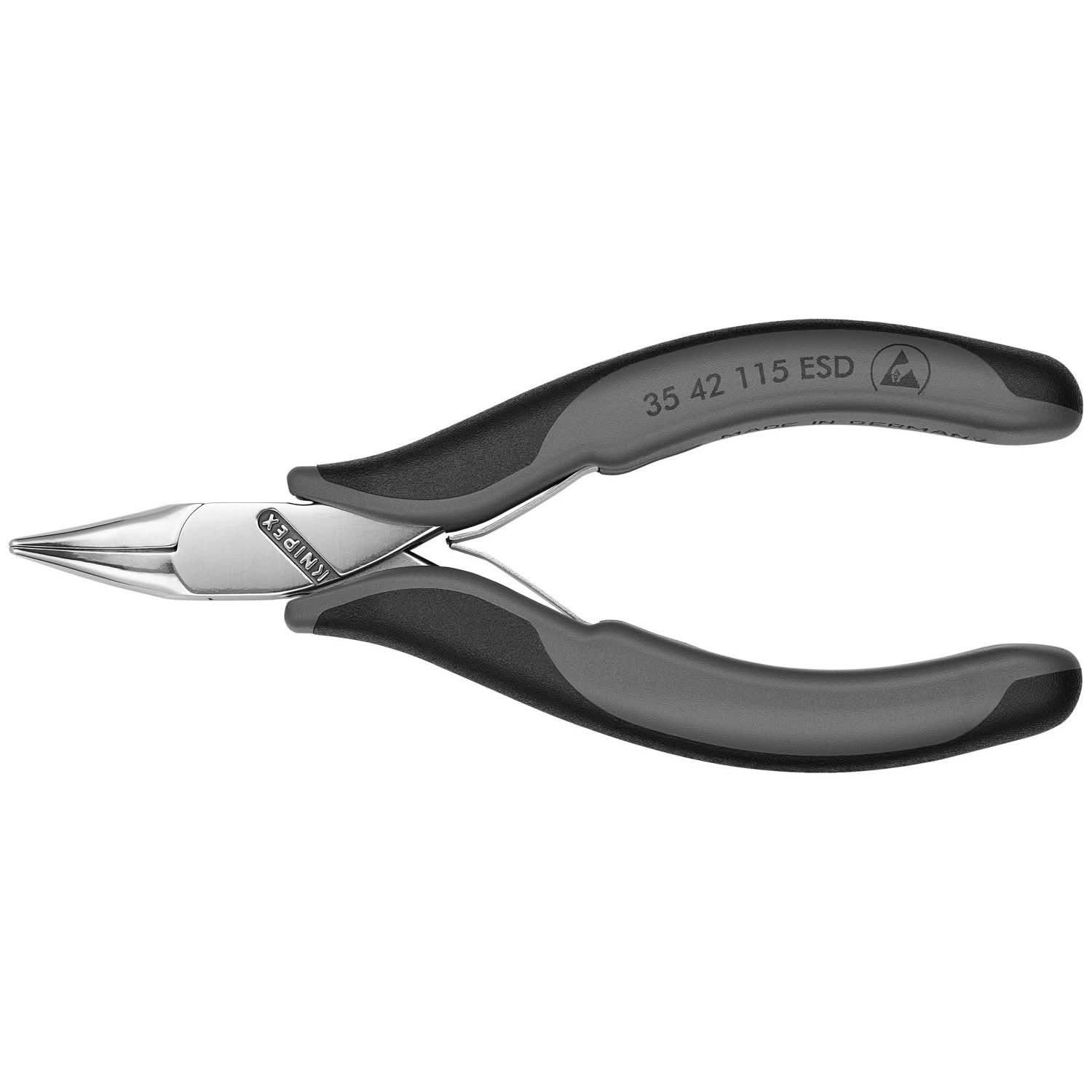 Knipex 35 42 115 ESD Electronics 45&deg; Angled Pliers-Half Round Tips, ESD Handles - Image 1