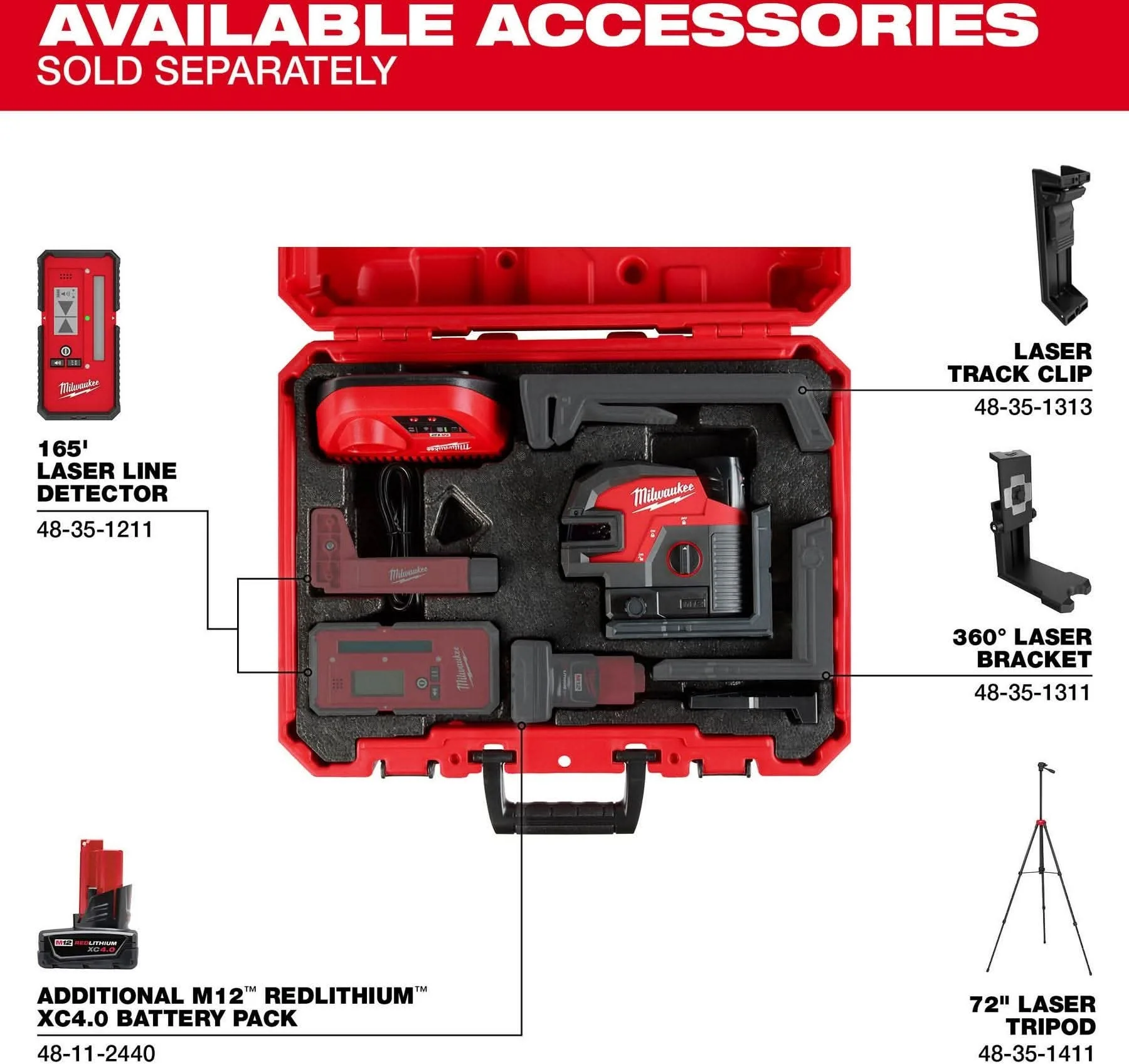 Milwaukee 3624-21 M12 Green Cross Line & 4-Points Laser Kit - Image 2