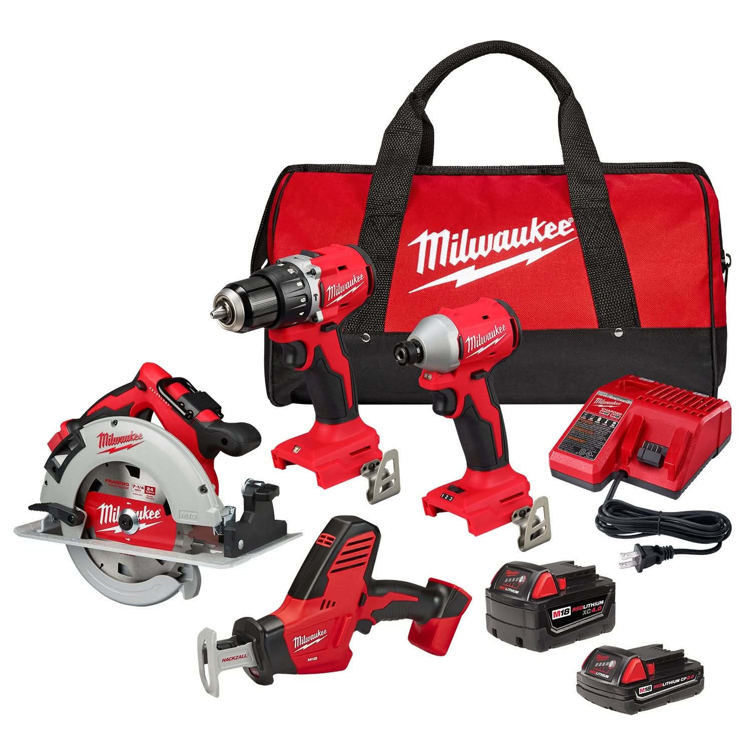 Milwaukee 3693-24CX M18 4 Tool Combo Kit - Image 1