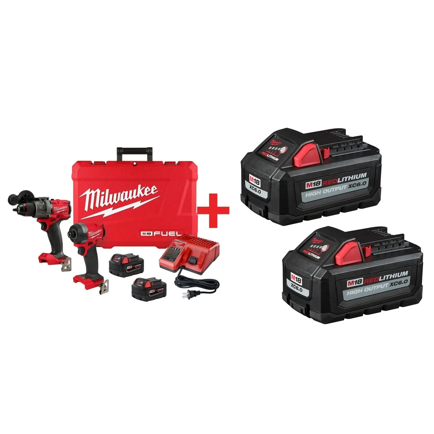 Milwaukee M18 FUEL 1/2-in. Hammer Drill and 1/4-in. Hex Impact Driver Combo Kit with M18 Battery 2-Pack - Image 1