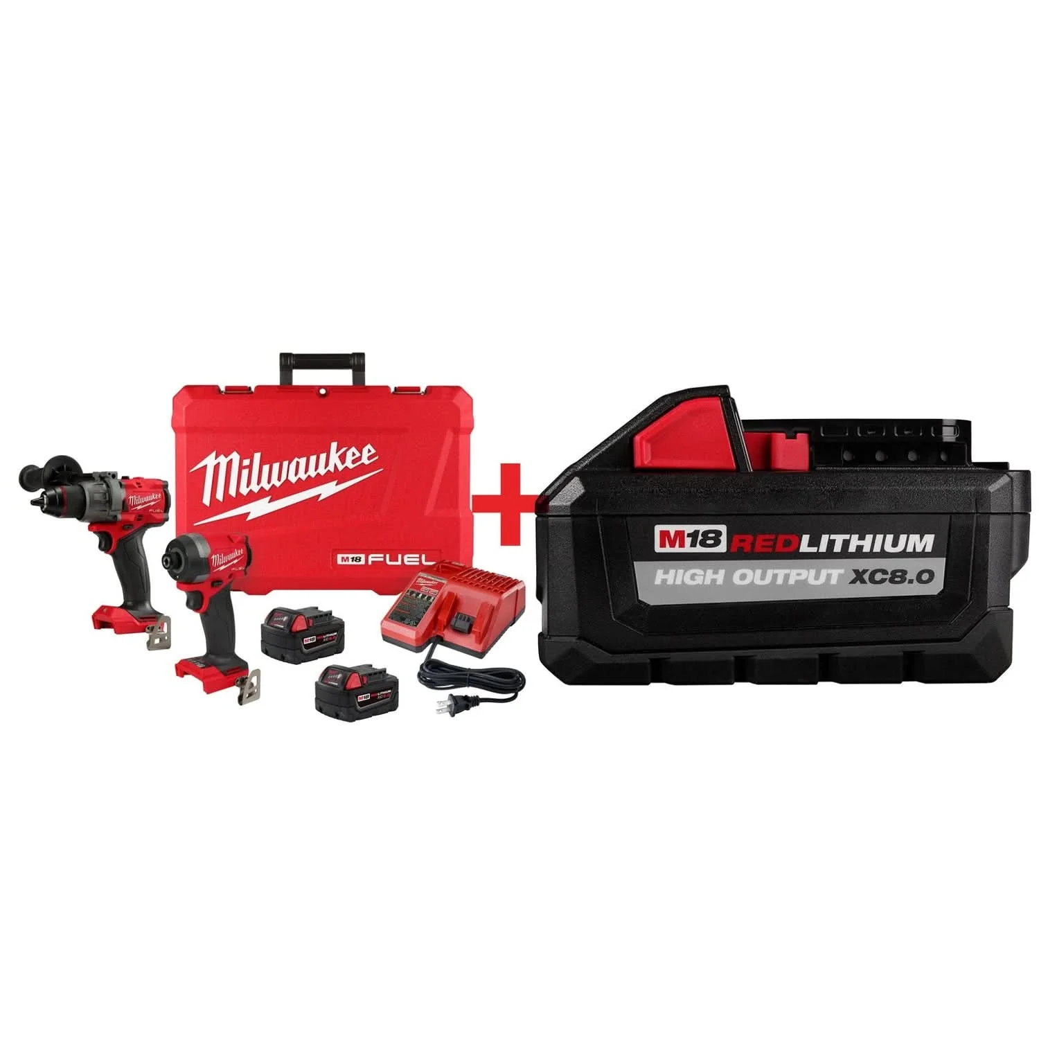 Milwaukee M18 FUEL 1/2-in. Hammer Drill and 1/4-in. Hex Impact Driver Combo Kit with 8.0Ah Battery - Image 1