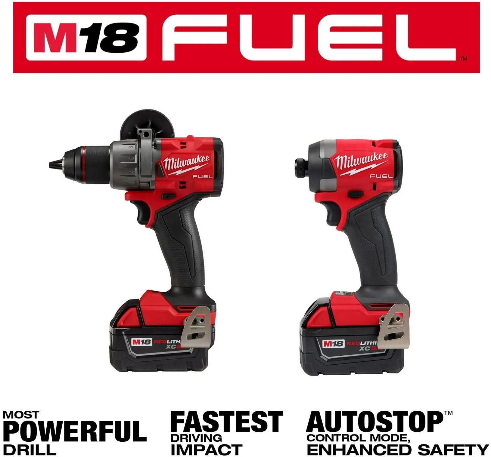 Milwaukee 3697-22 M18 FUEL 1/2-in. Hammer Drill and 1/4-in. Hex Impact Driver Combo Kit - Image 3