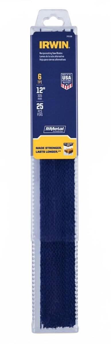 Irwin 372156B Nail Embedded Wood Cutting Reciprocating Blade 12-in. 6 TPI 25 Pack - Image 2