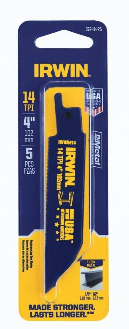 Irwin 372414P5 Metal Cutting Reciprocating Bi-Metal Blade 4-in. 14 TPI 5 Pack - Image 2