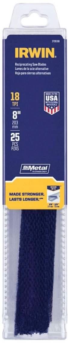 Irwin 372818B Metal Cutting Reciprocating Bi-Metal Blade 8-in. 18 TPI 25 Pack - Image 2