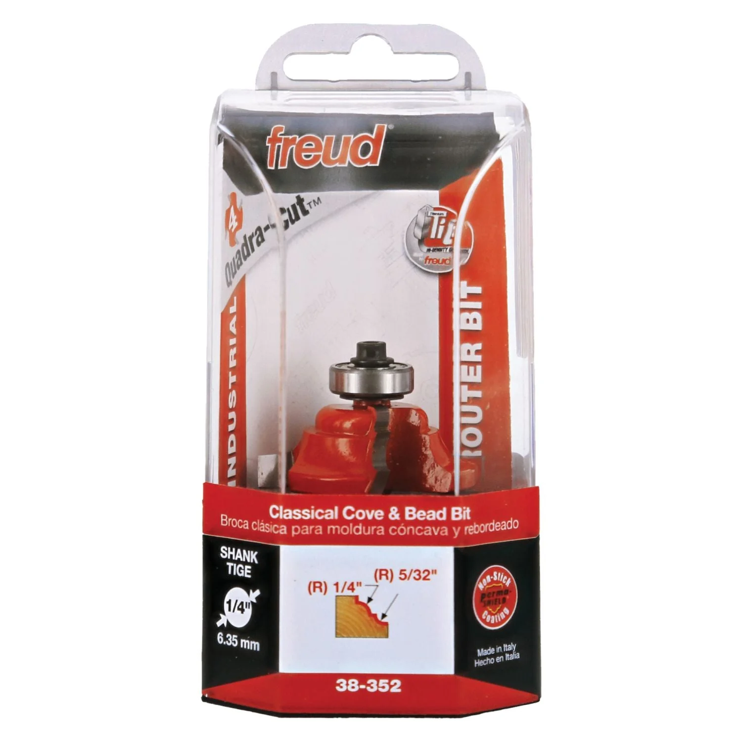 Freud 38-352 1-1/2-Inch Classical Cove & Bead Router Bit (Quadra-Cut) - Image 1