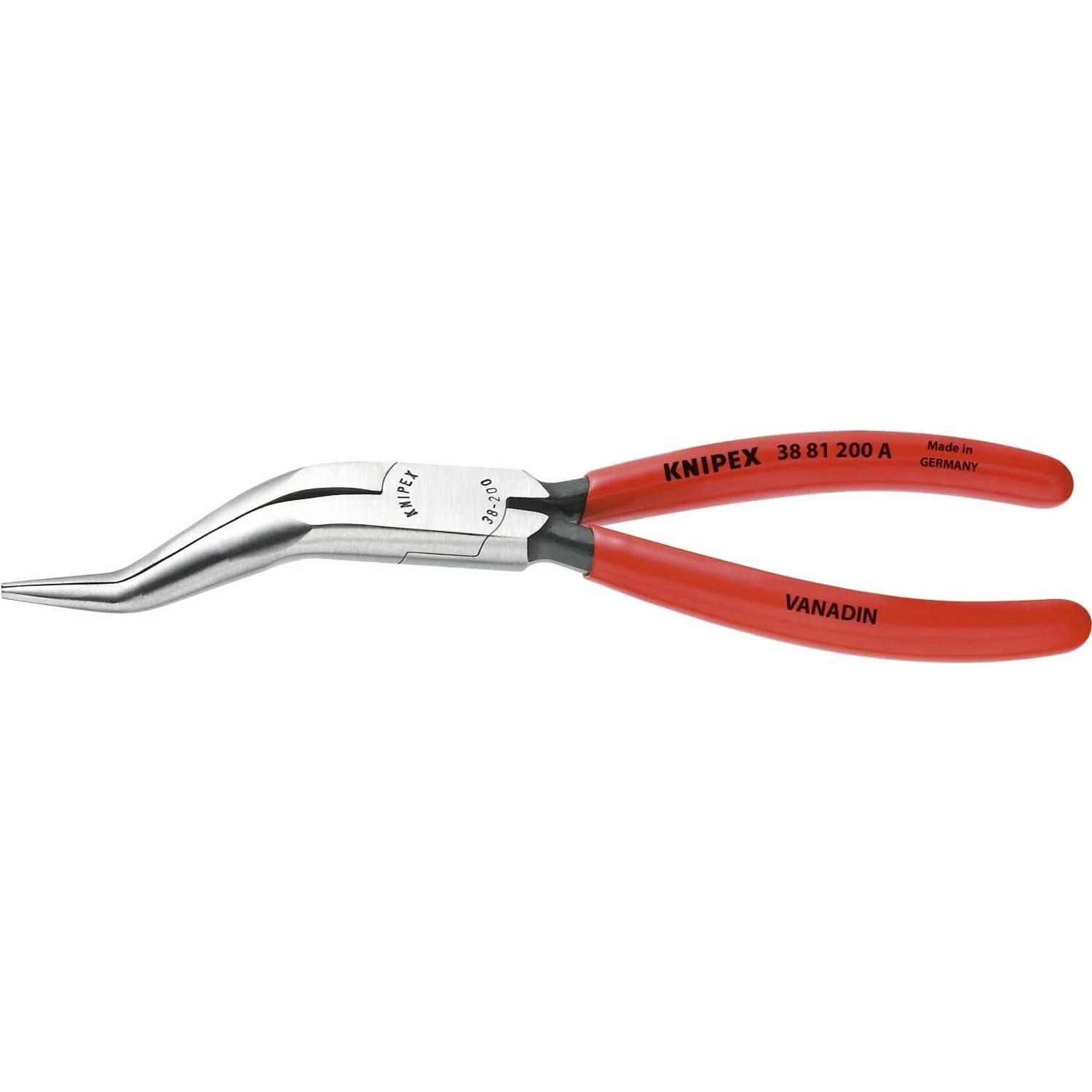 Knipex 38 81 200 A Long Nose Pliers without Cutter-Double Angled - Image 1