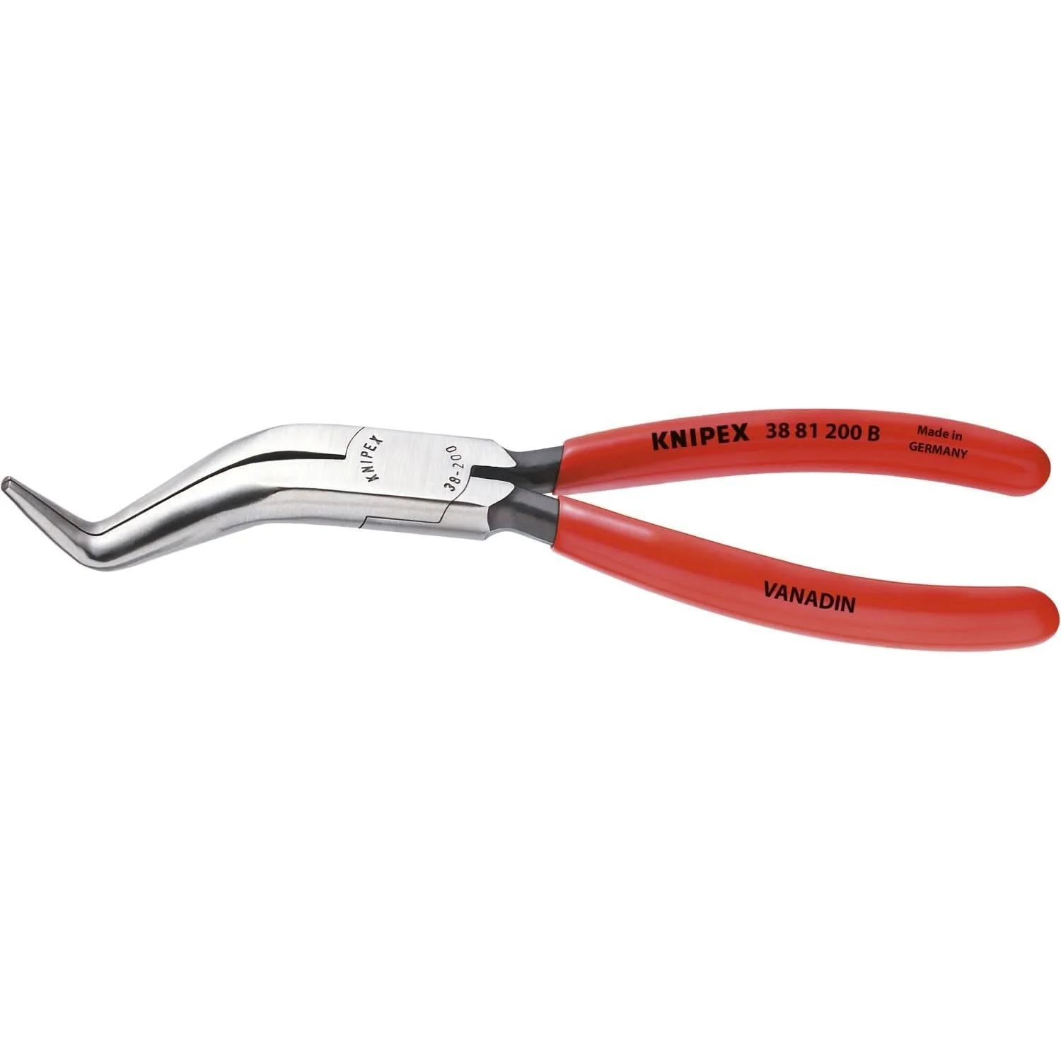 Knipex 38 81 200 B Long Nose Pliers without Cutter-Double Angled - Image 1