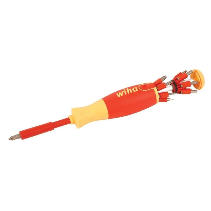 Wiha 38051 14-Piece Insulated Pop-Up Bit Holder Set Slotted, Phillips, Square, Torx