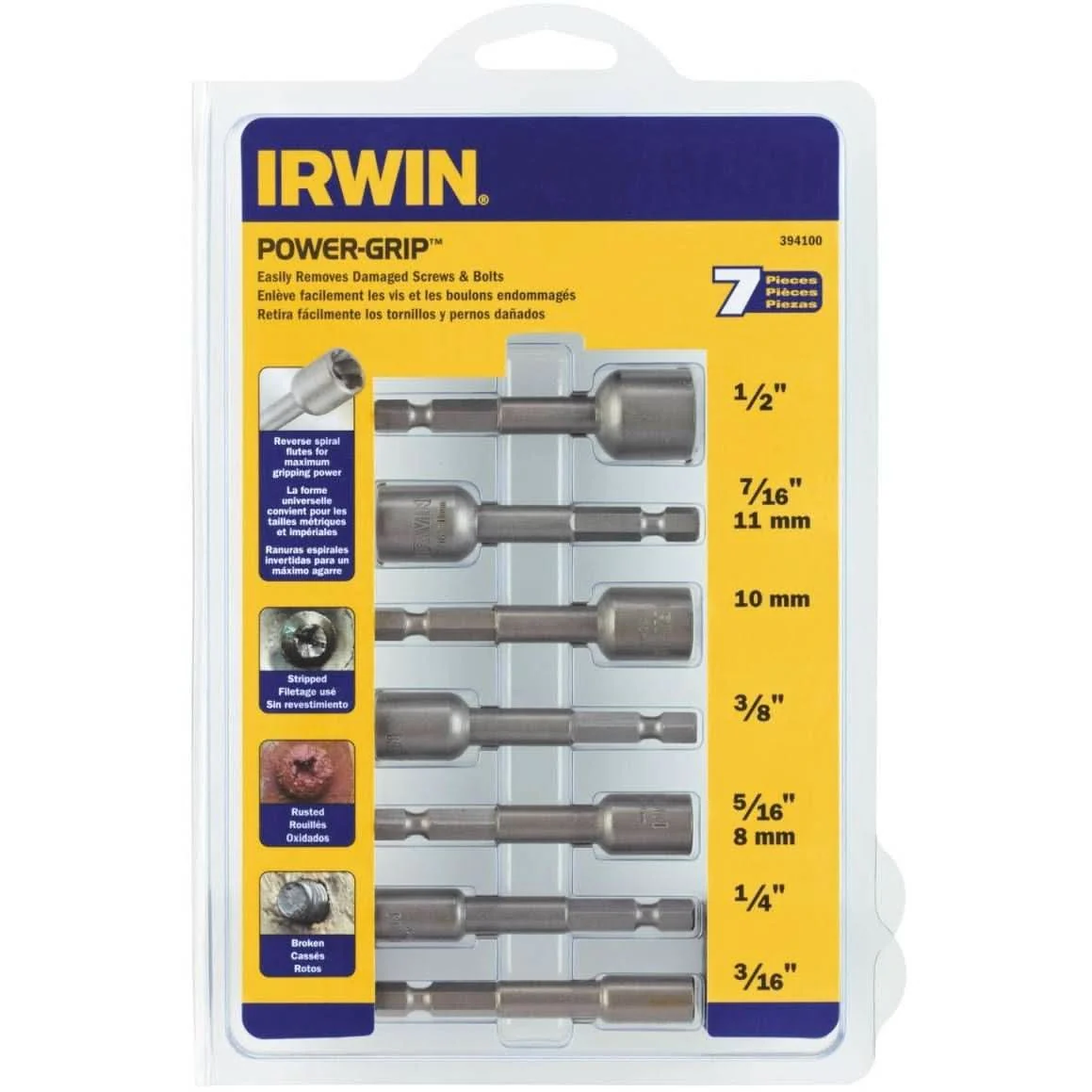 Irwin 394100 HANSON POWER-GRIP Screw Extractor Set 7 Piece Set - Image 1