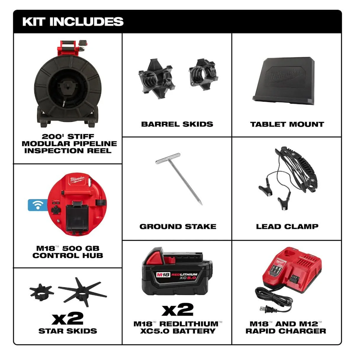 Milwaukee 3974-22 M18 200 ft. Stiff Modular Pipeline Inspection System 5.0Ah Kit - Image 3