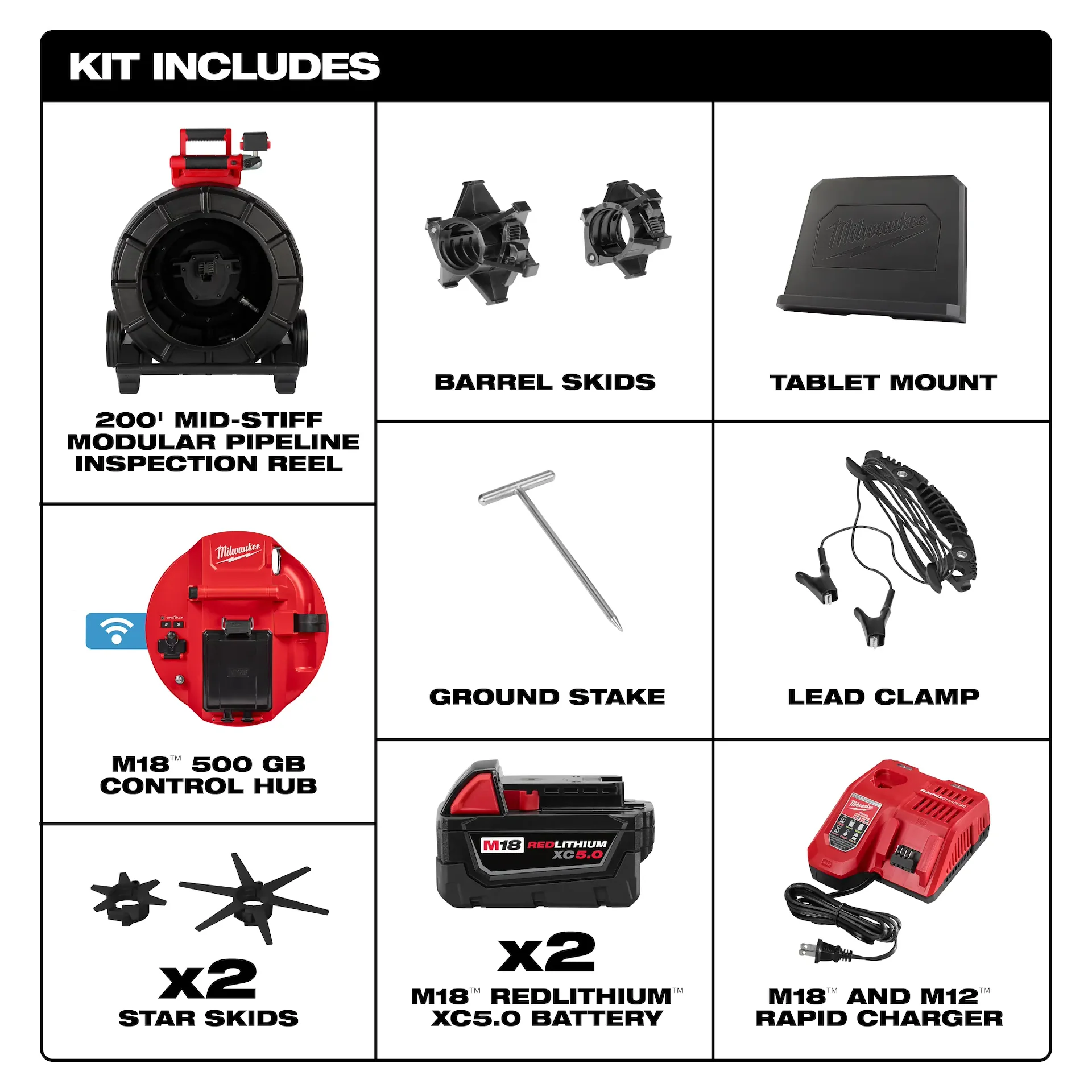 Milwaukee 3975-22 M18 200 ft. Mid-Stiff Modular Pipeline Inspection System 5.0Ah Kit - Image 2