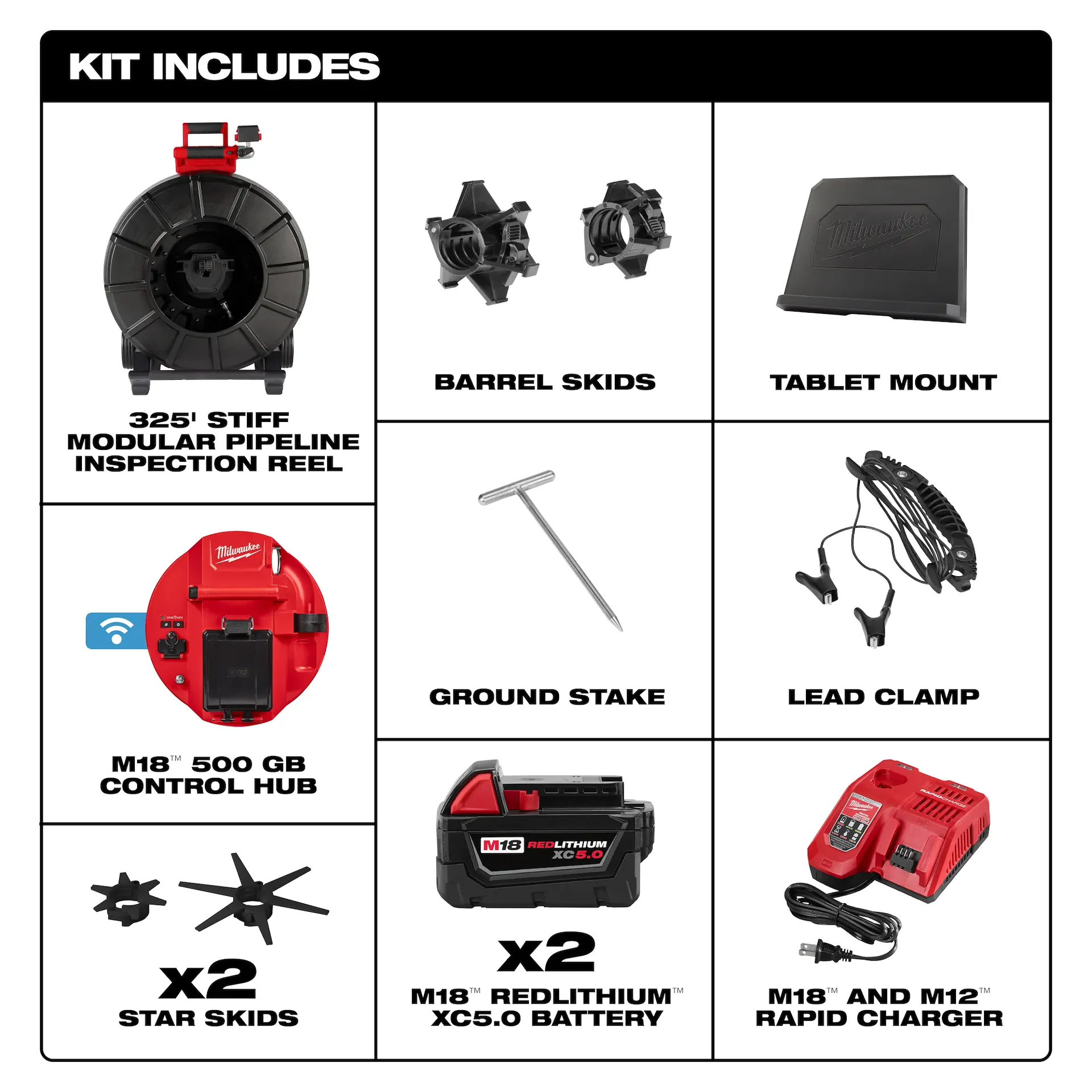 Milwaukee 3976-22 M18 325 ft. Stiff Modular Pipeline Inspection System 5.0Ah Kit - Image 2