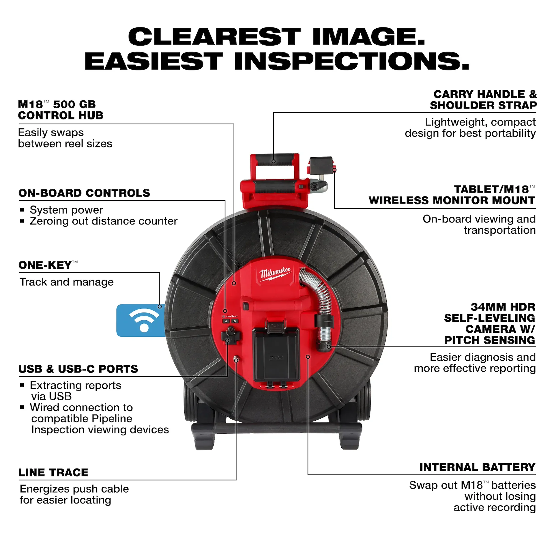 Milwaukee 3976-22 M18 325 ft. Stiff Modular Pipeline Inspection System 5.0Ah Kit - Image 3