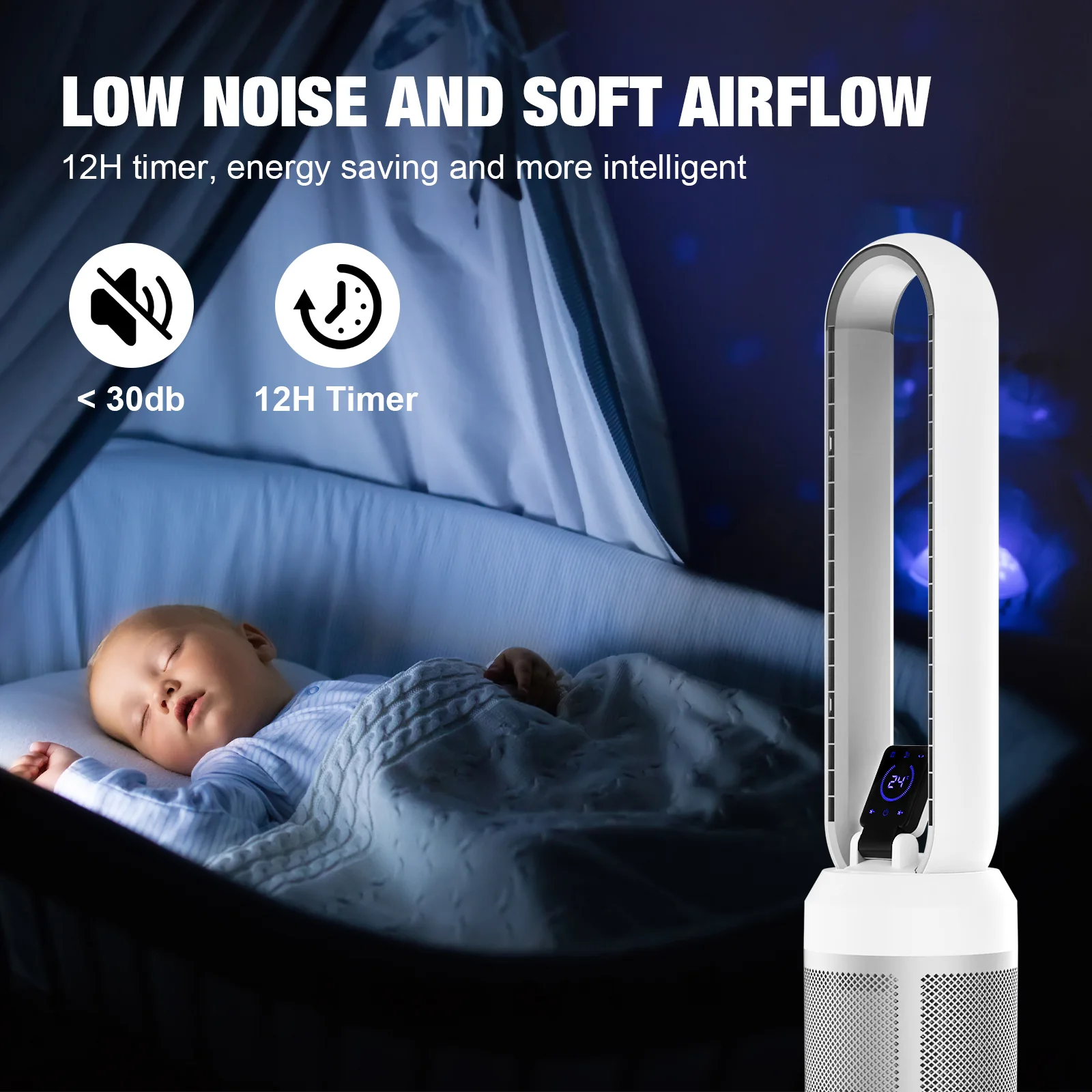 Advwin Electric Bladeless Fan with Touch Screen - Image 2
