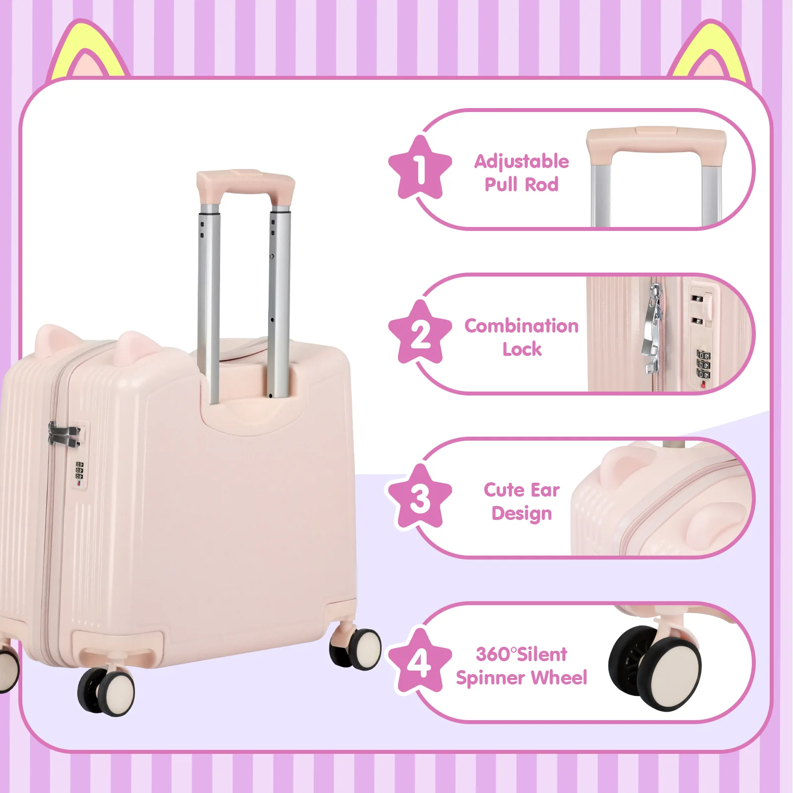 Advwin Kids’ Ride-On Suitcase with Password Lock - Image 3