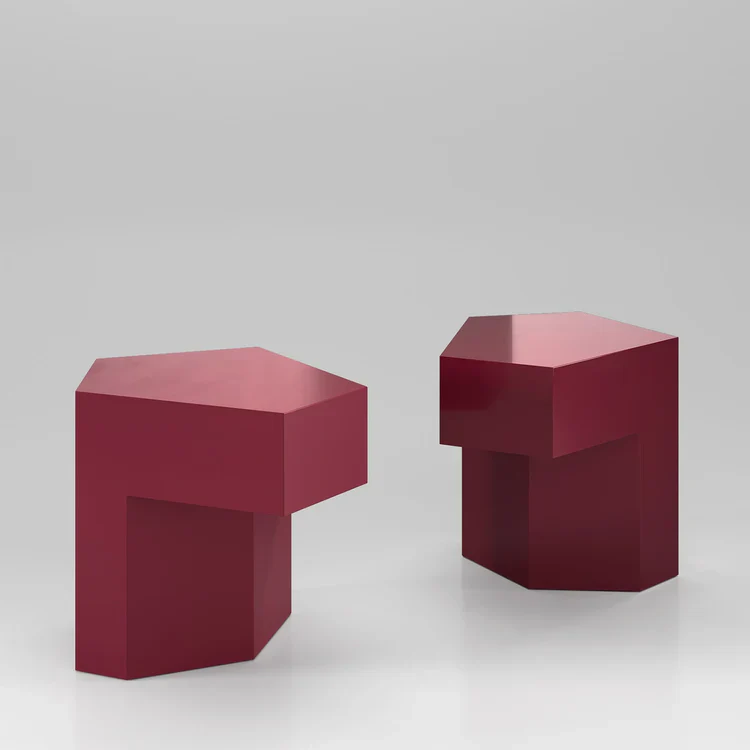 SECOLO | LOCK GLOSSY RED VIOLET WOOD SIDE TABLE | $4,430 - Image 3