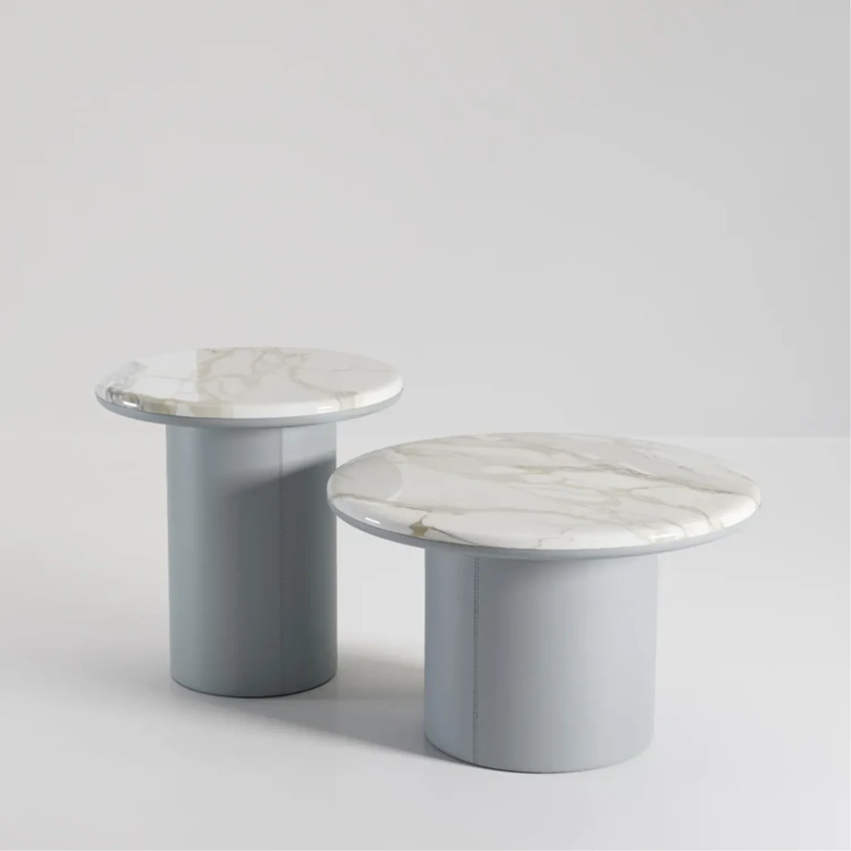 SECOLO | GEMINI LEATHER AND CALACATTA MARBLE SIDE TABLE | $6,785 - Image 3